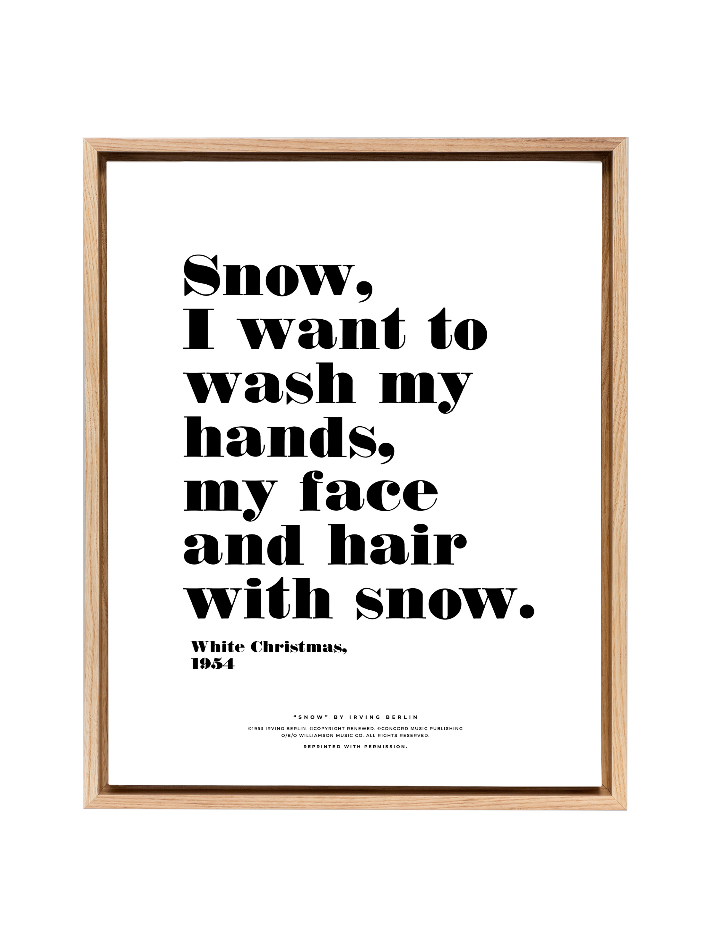 Snow Snow Snow in Typography | Pure White | Canvas