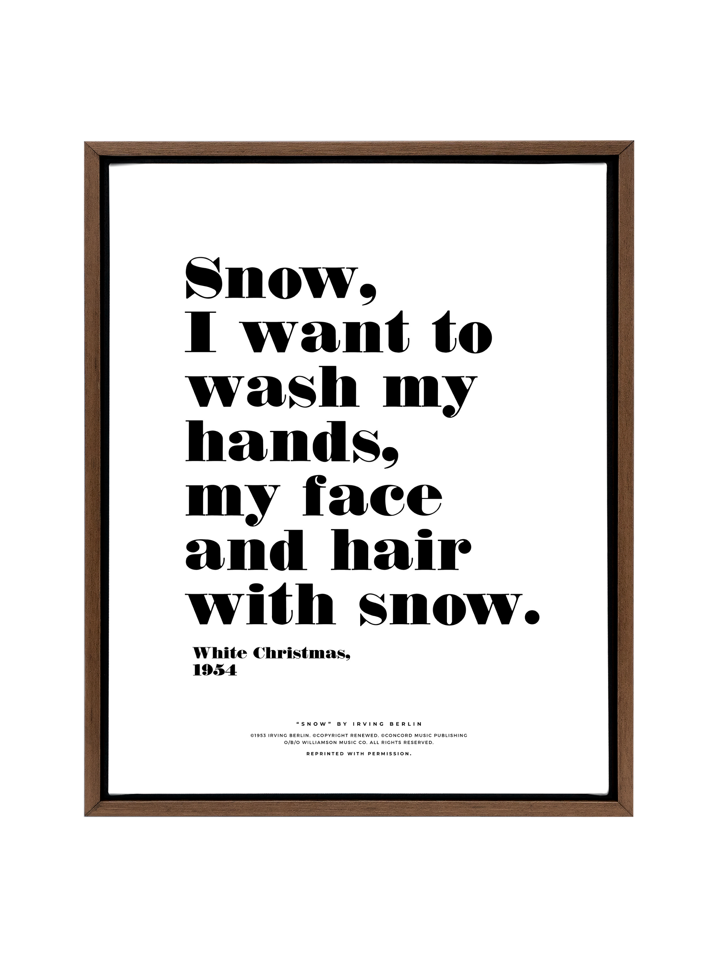 Snow Snow Snow in Typography | Pure White | Canvas