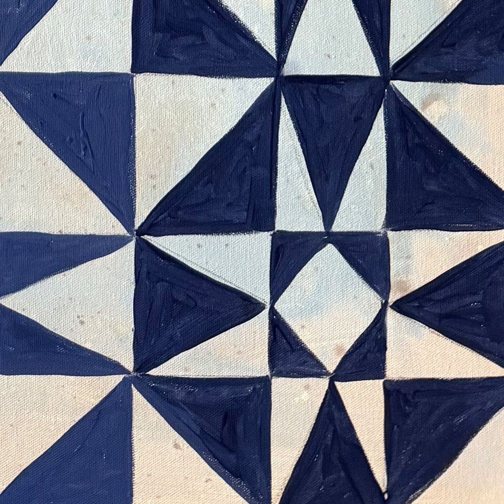 Indigo Star Quilt Canvas Art. Rectangle