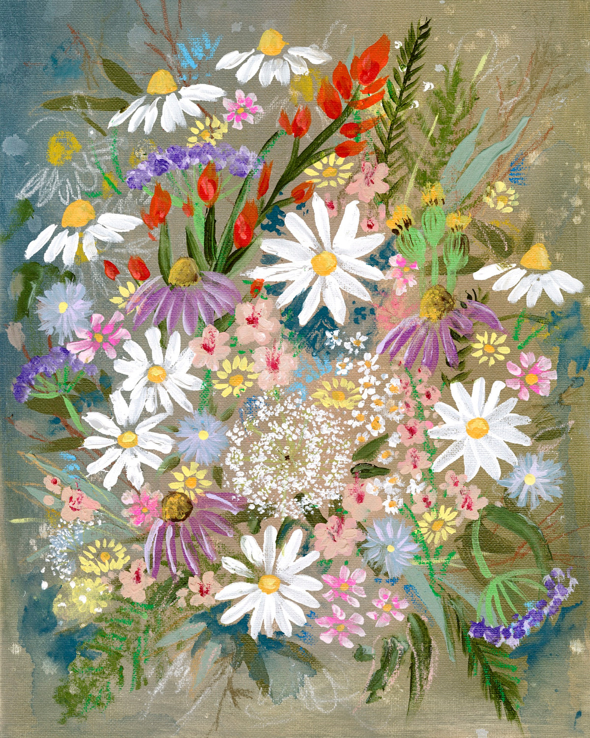 Summer Wildflowers Canvas Wall Art