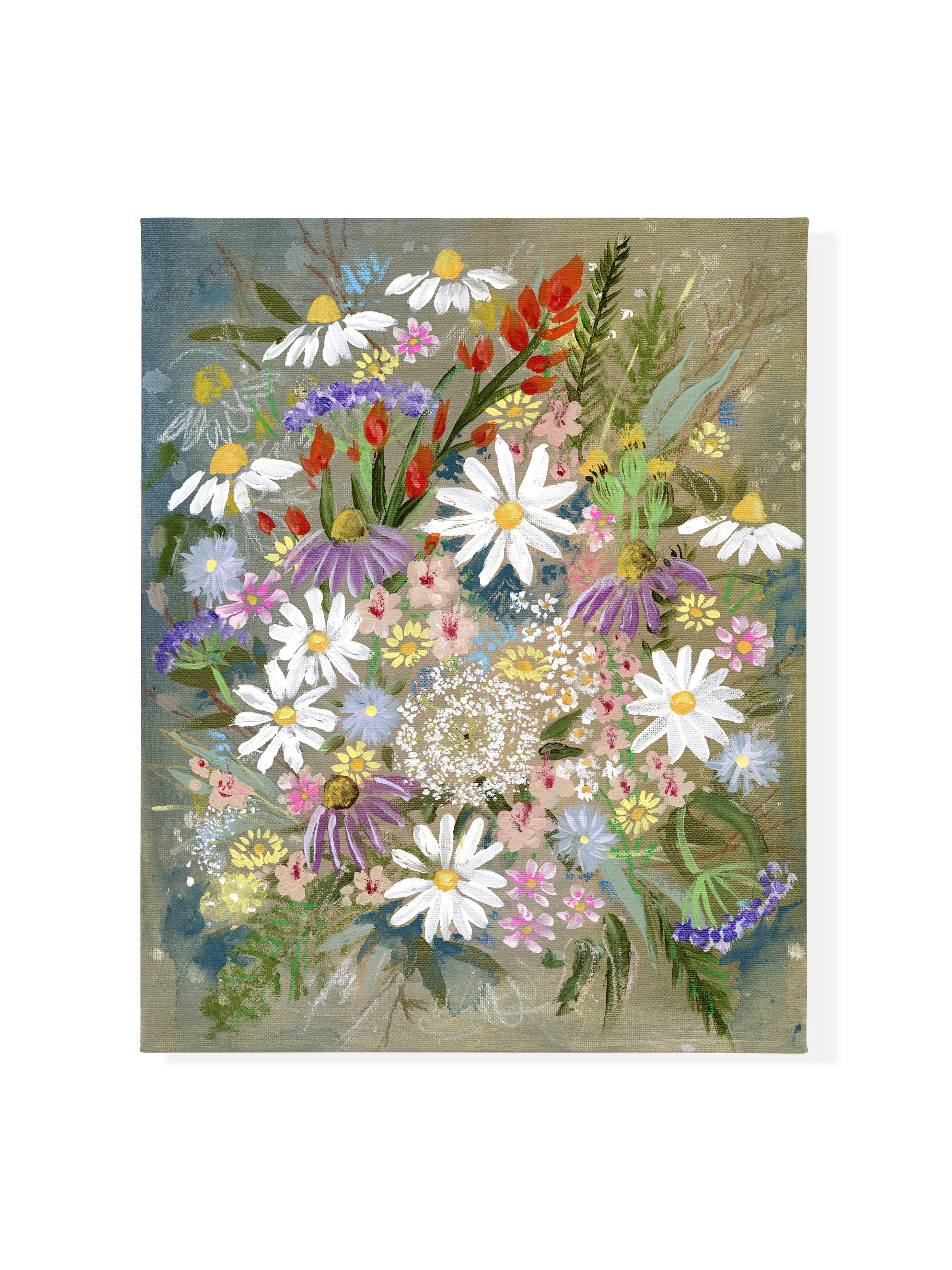 Summer Wildflowers Textured Canvas Wall Art
