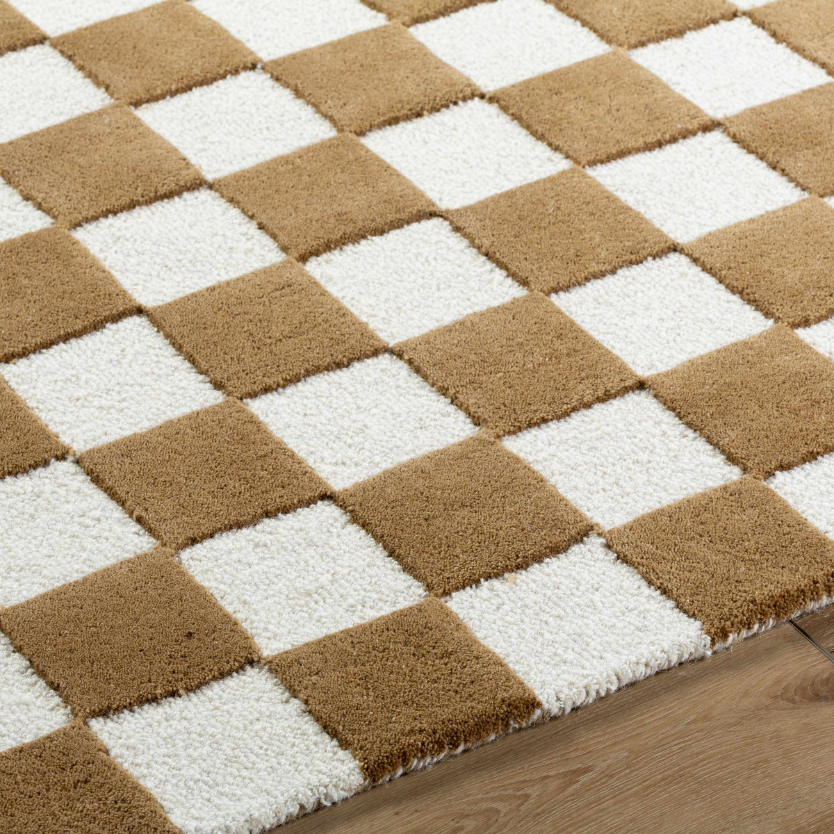 Timin Camel Checkered Area Rug - Clearance