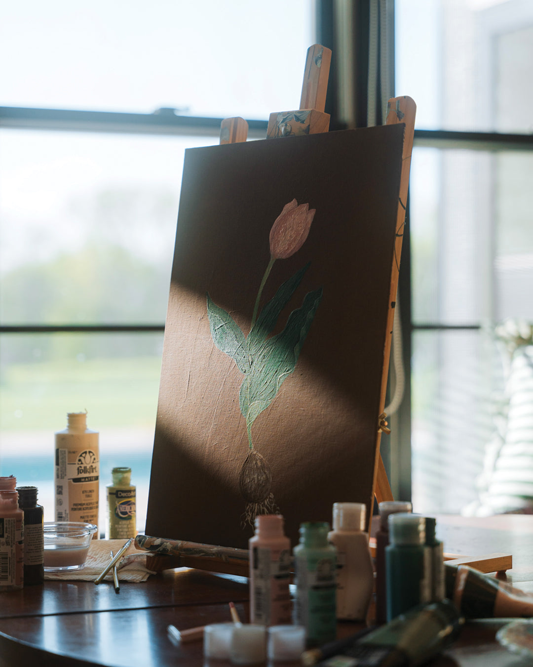 Pink Tulip Botanical Canvas Wall Art