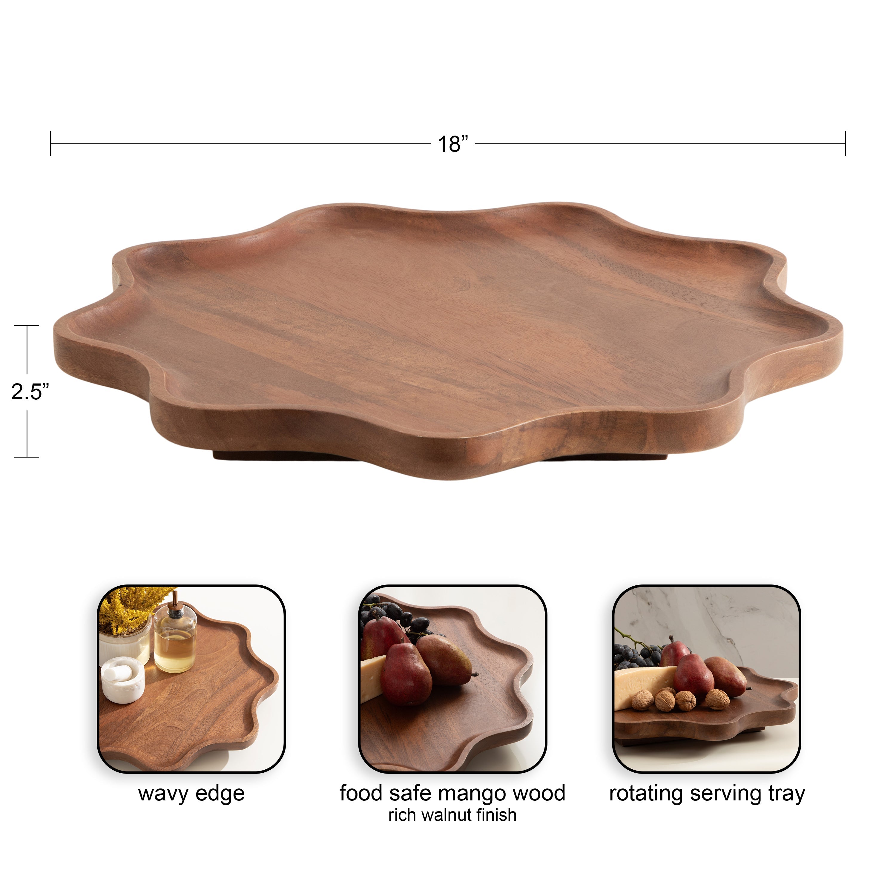 Alezar Wood Lazy Susan Tray
