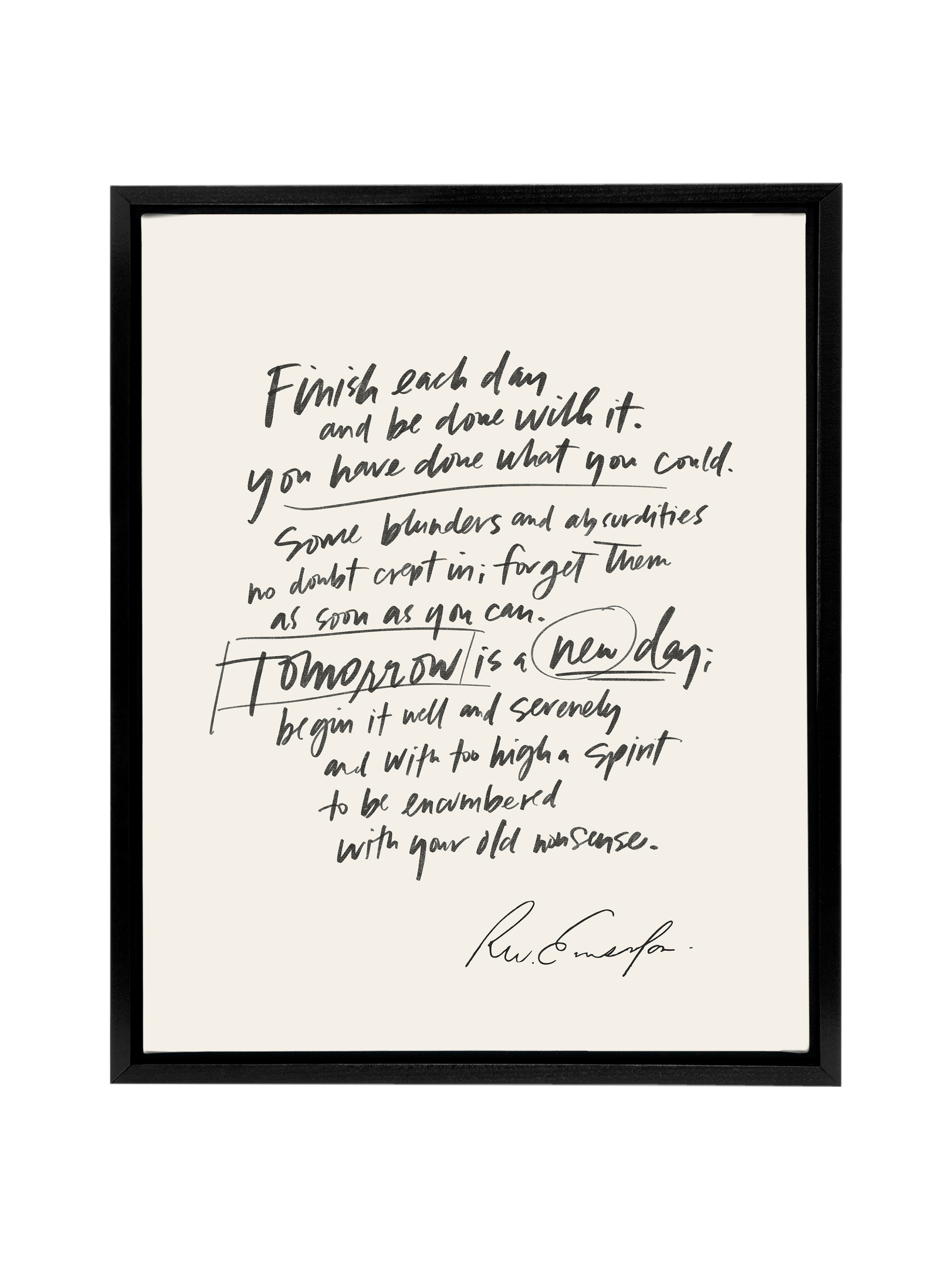 Finish Each Day (Emerson) in Lettering | Alabaster | Canvas