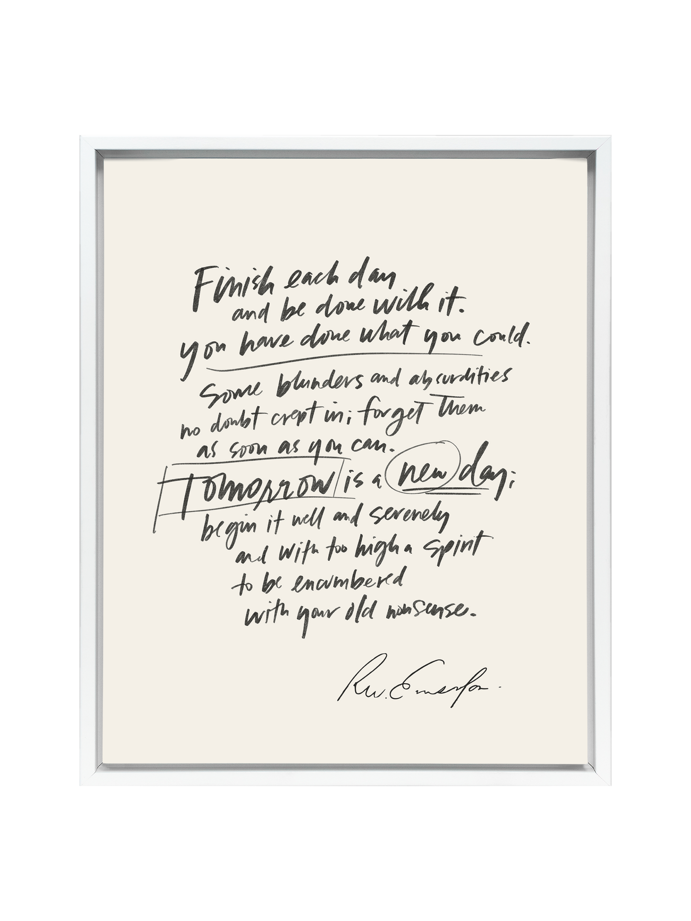 Finish Each Day (Emerson) in Lettering | Alabaster | Canvas