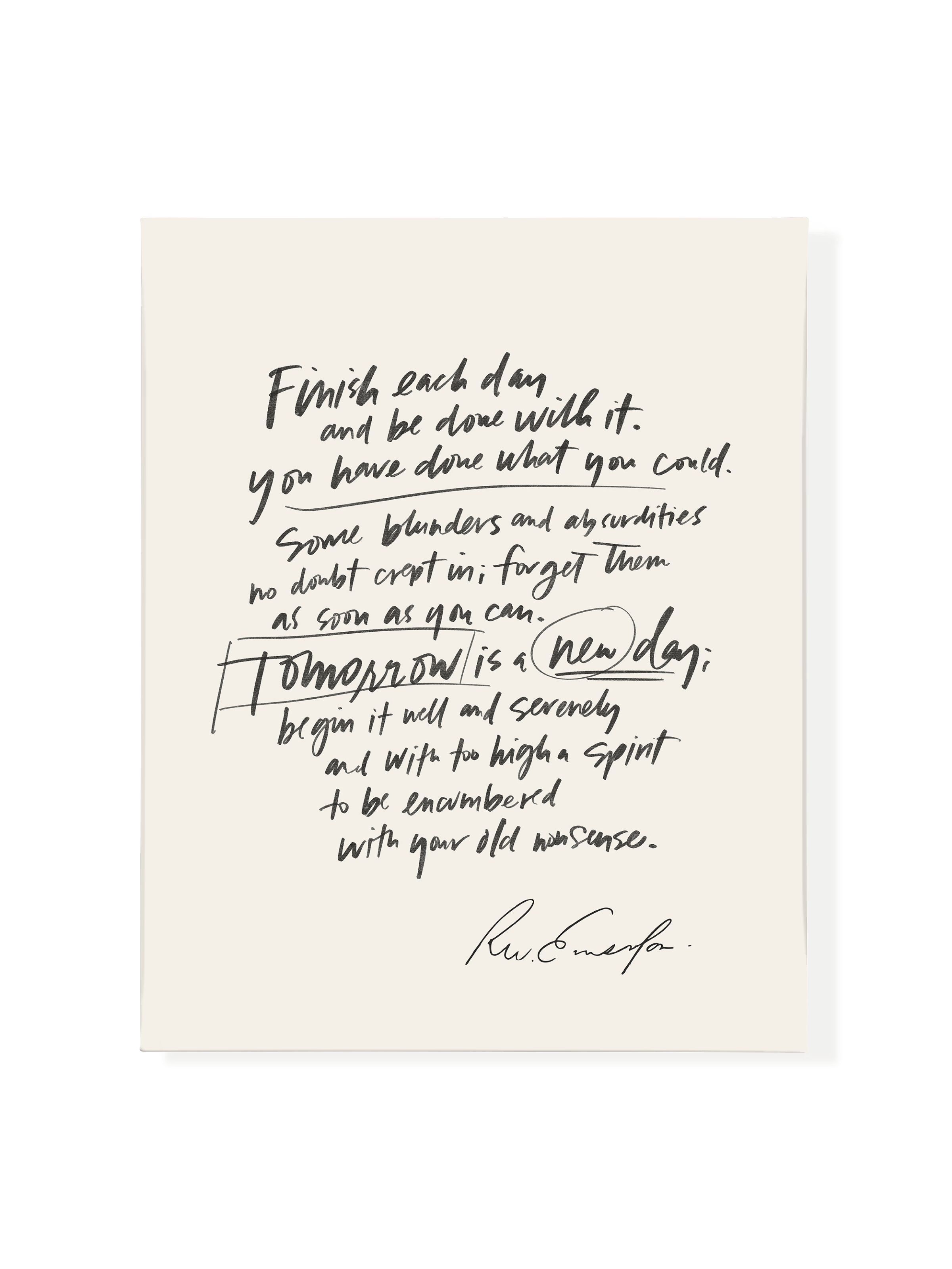Finish Each Day (Emerson) in Lettering | Alabaster | Canvas