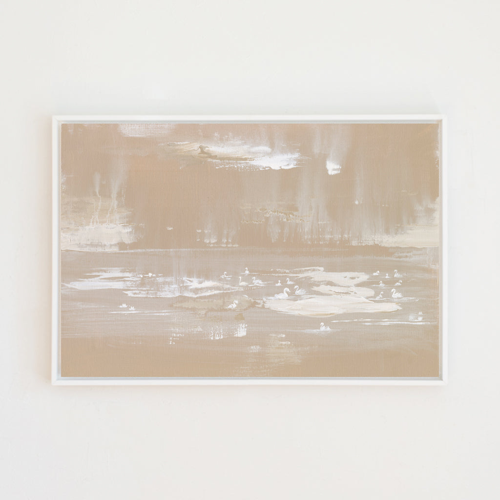 Wabi Sabi Swans Canvas Wall Art . Rectangle