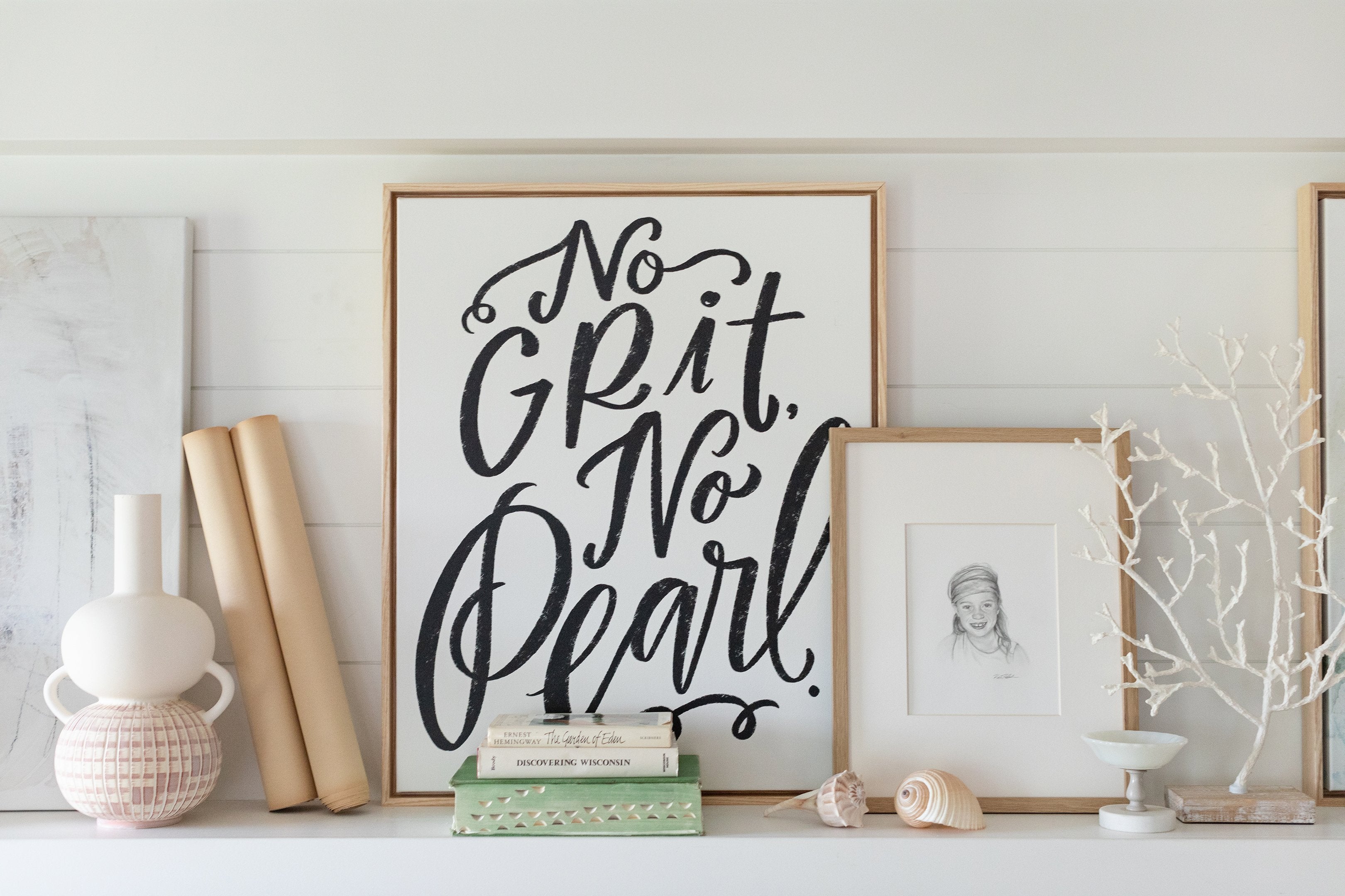 No Grit, No Pearl | Sea Glass | Canvas