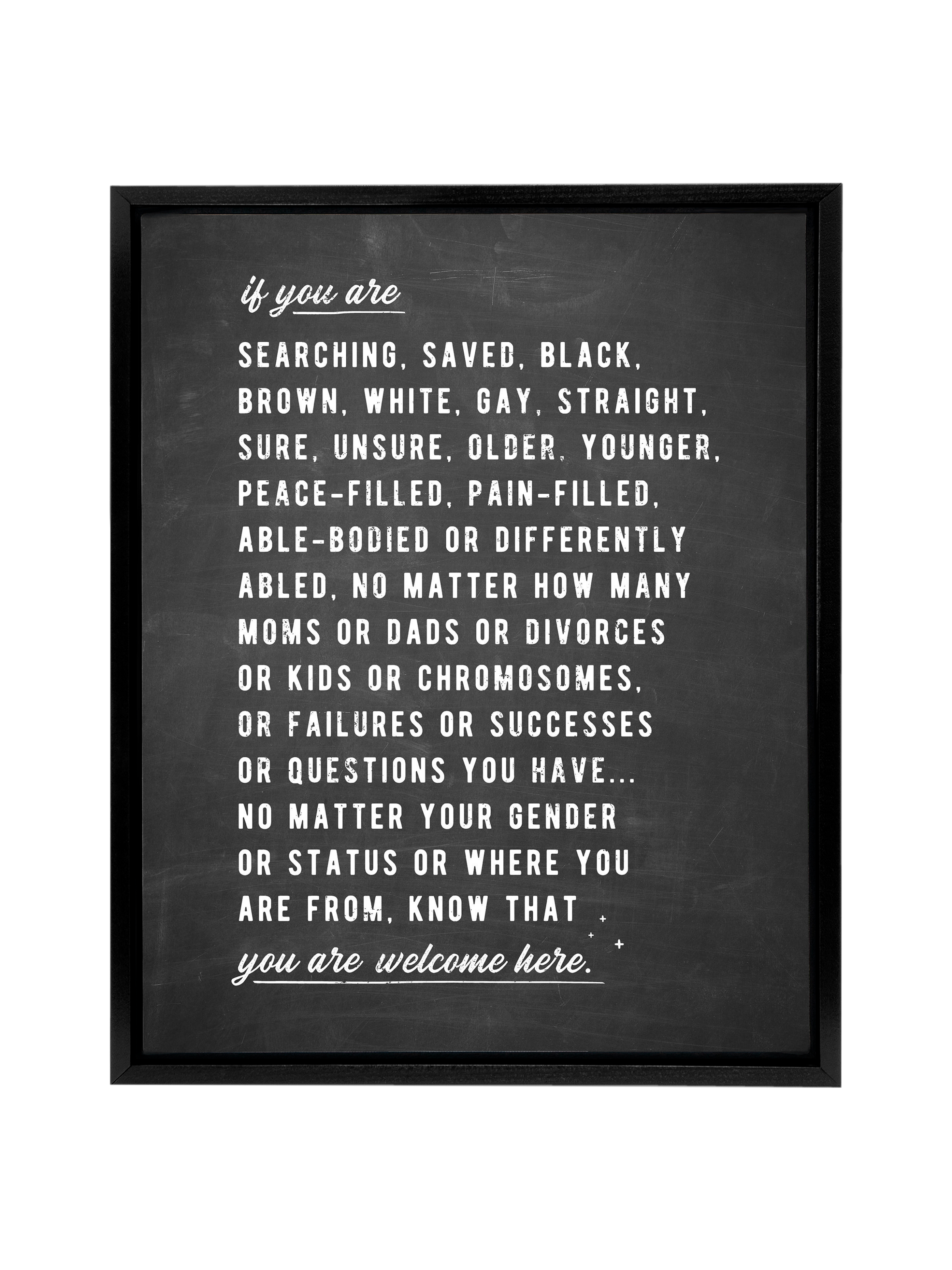 Welcome Here Manifesto in Type | Blackboard | Canvas