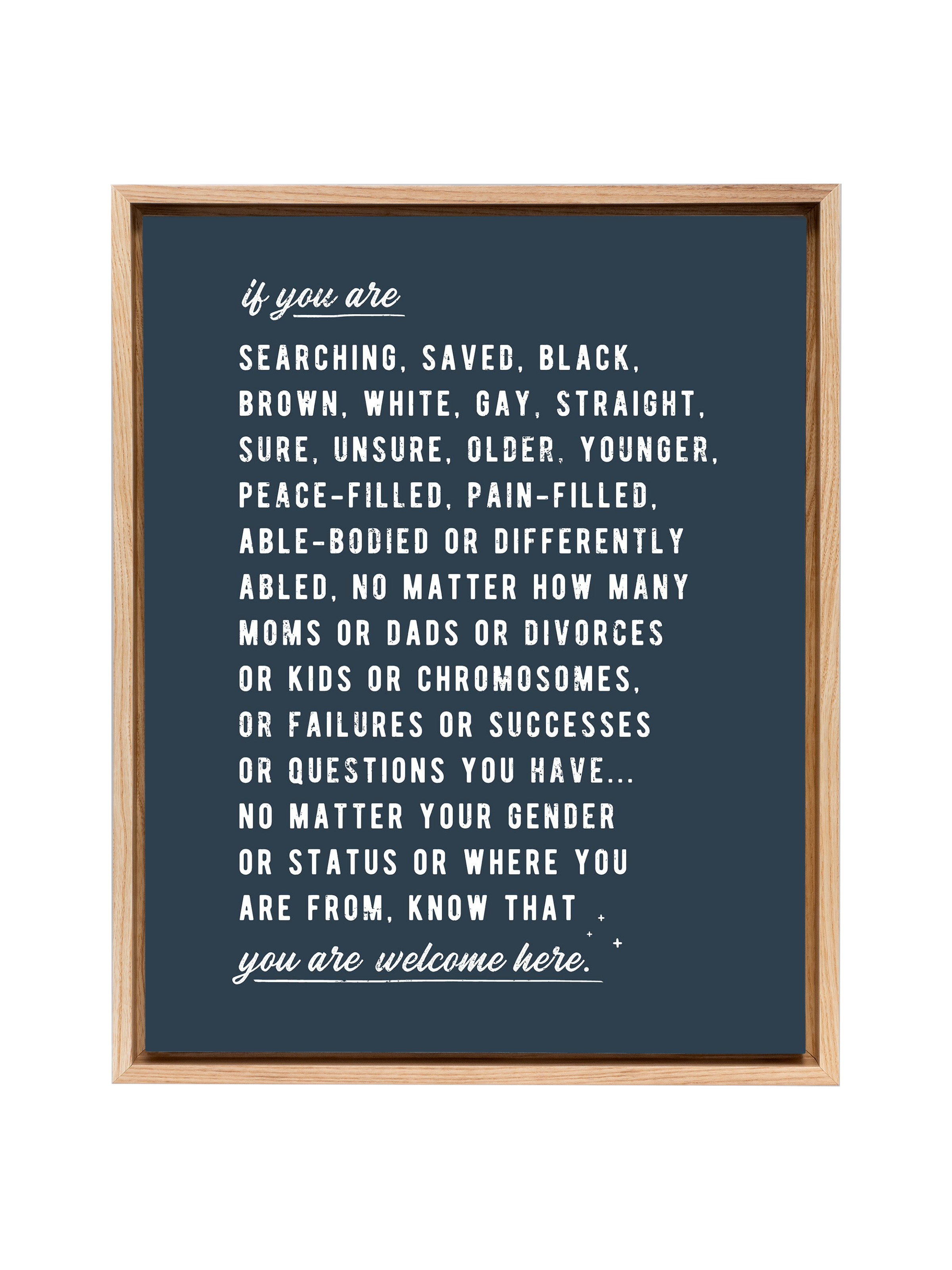 Welcome Here Manifesto in Type | Interior Navy | Canvas