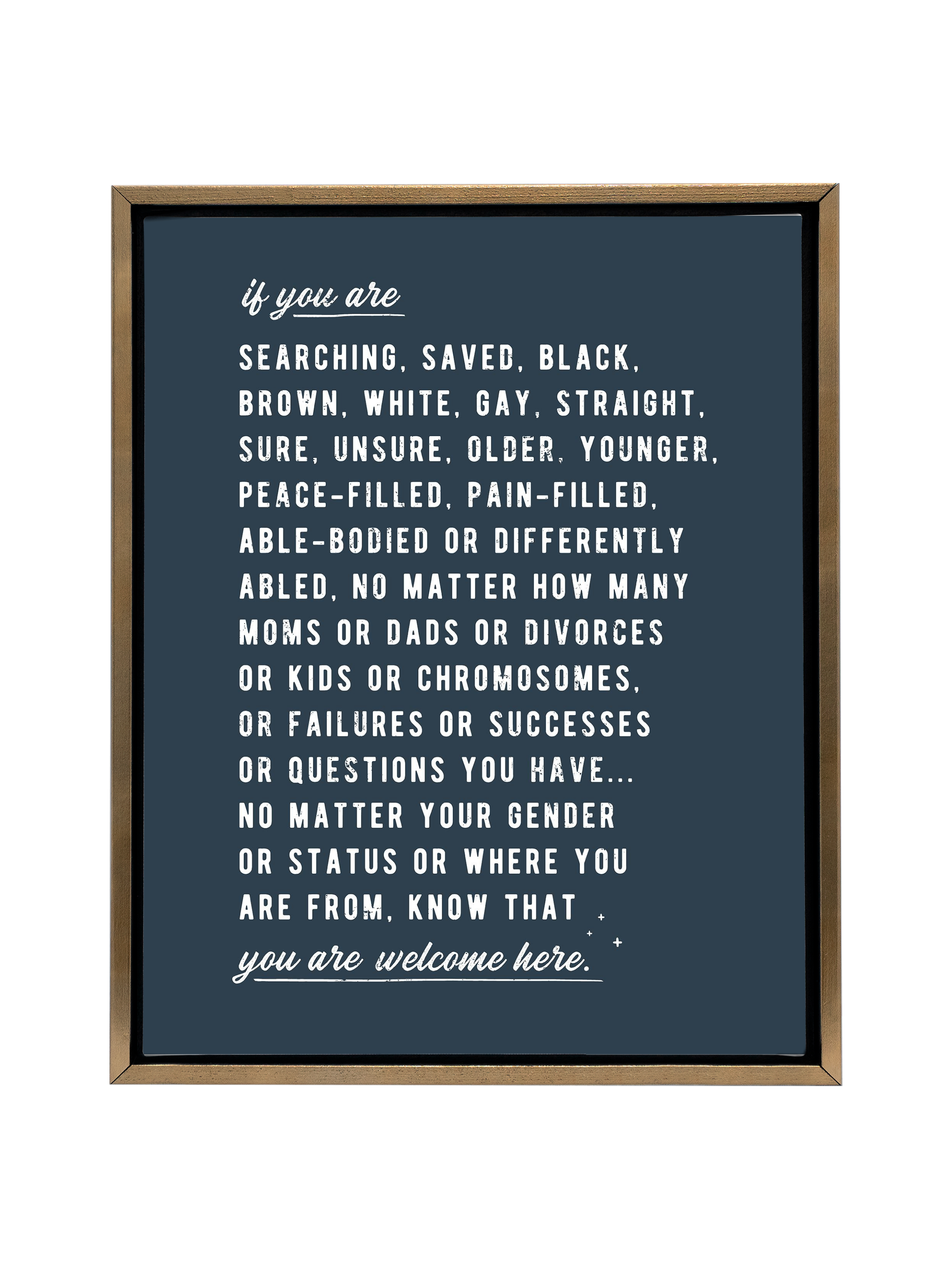 Welcome Here Manifesto in Type | Interior Navy | Canvas