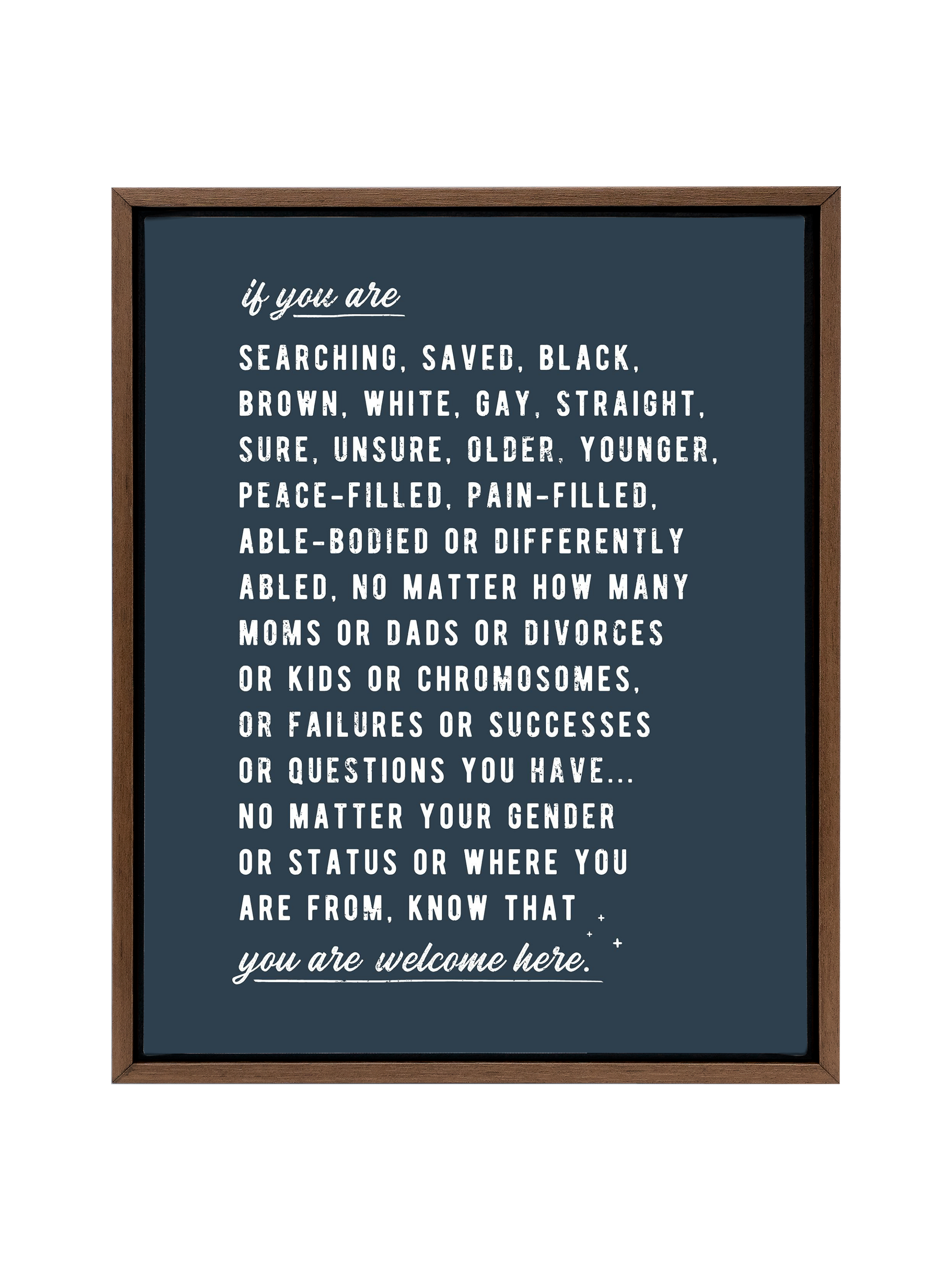 Welcome Here Manifesto in Type | Interior Navy | Canvas