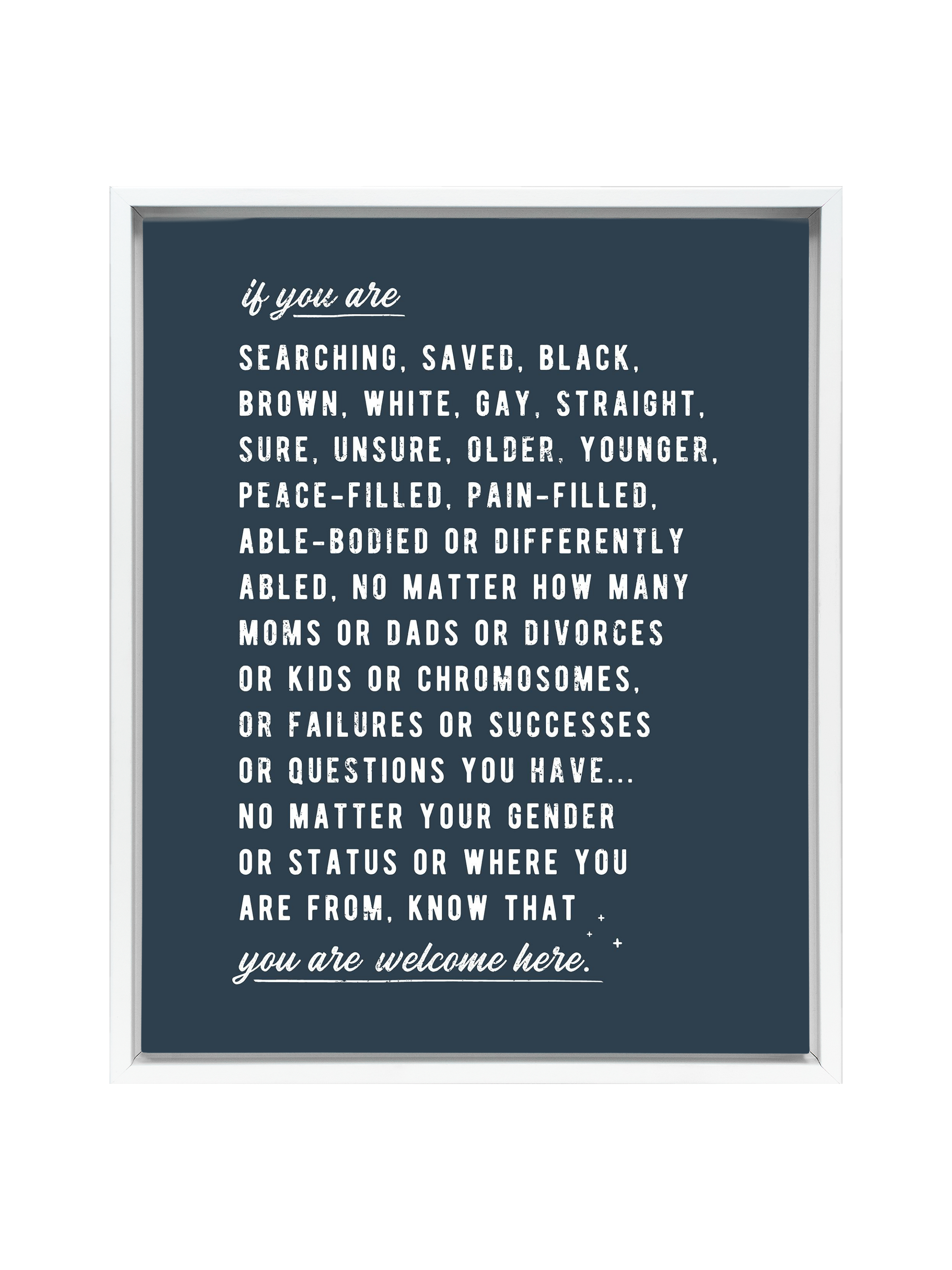 Welcome Here Manifesto in Type | Interior Navy | Canvas