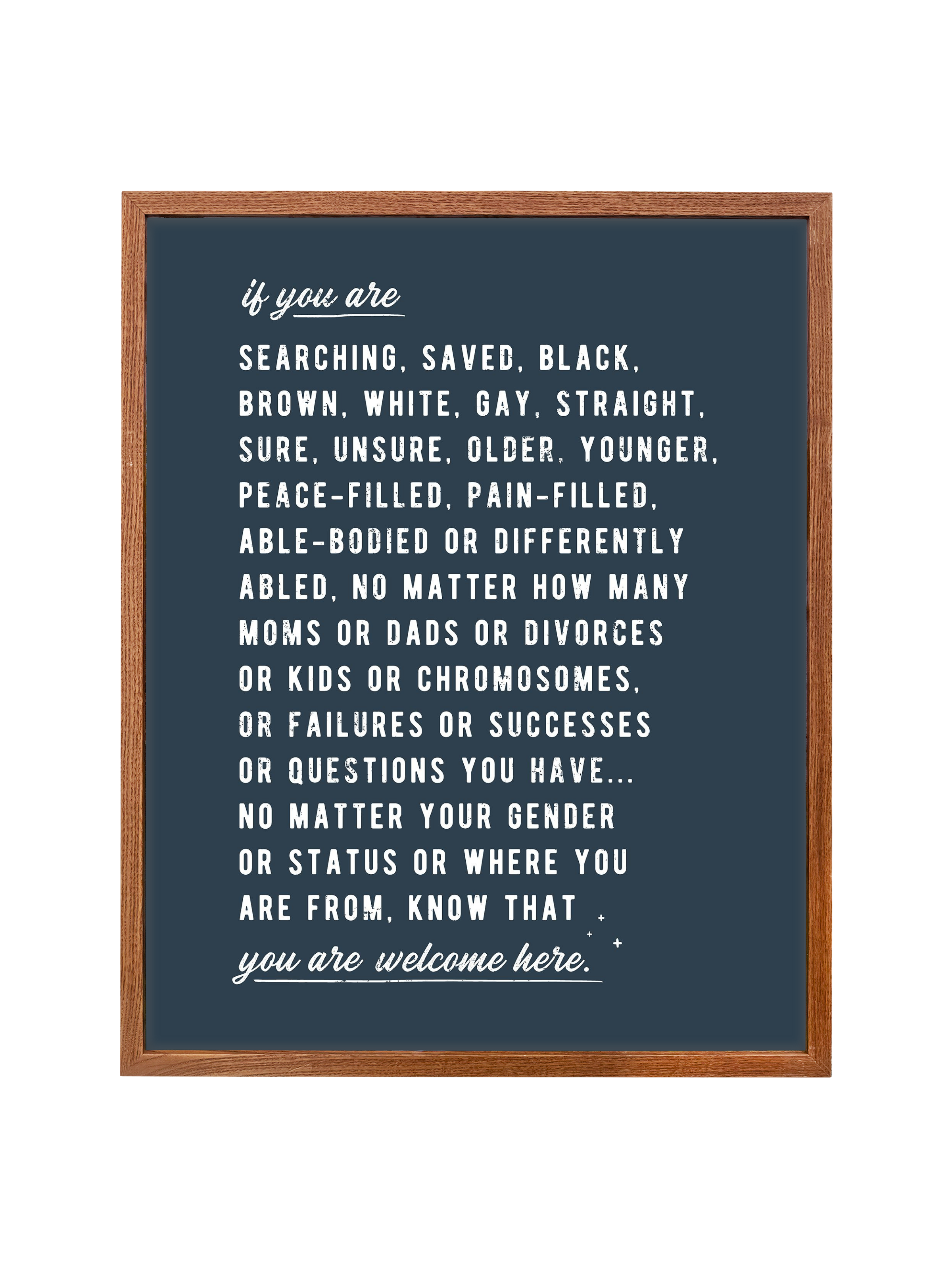 Welcome Here Manifesto in Type | Interior Navy | Canvas