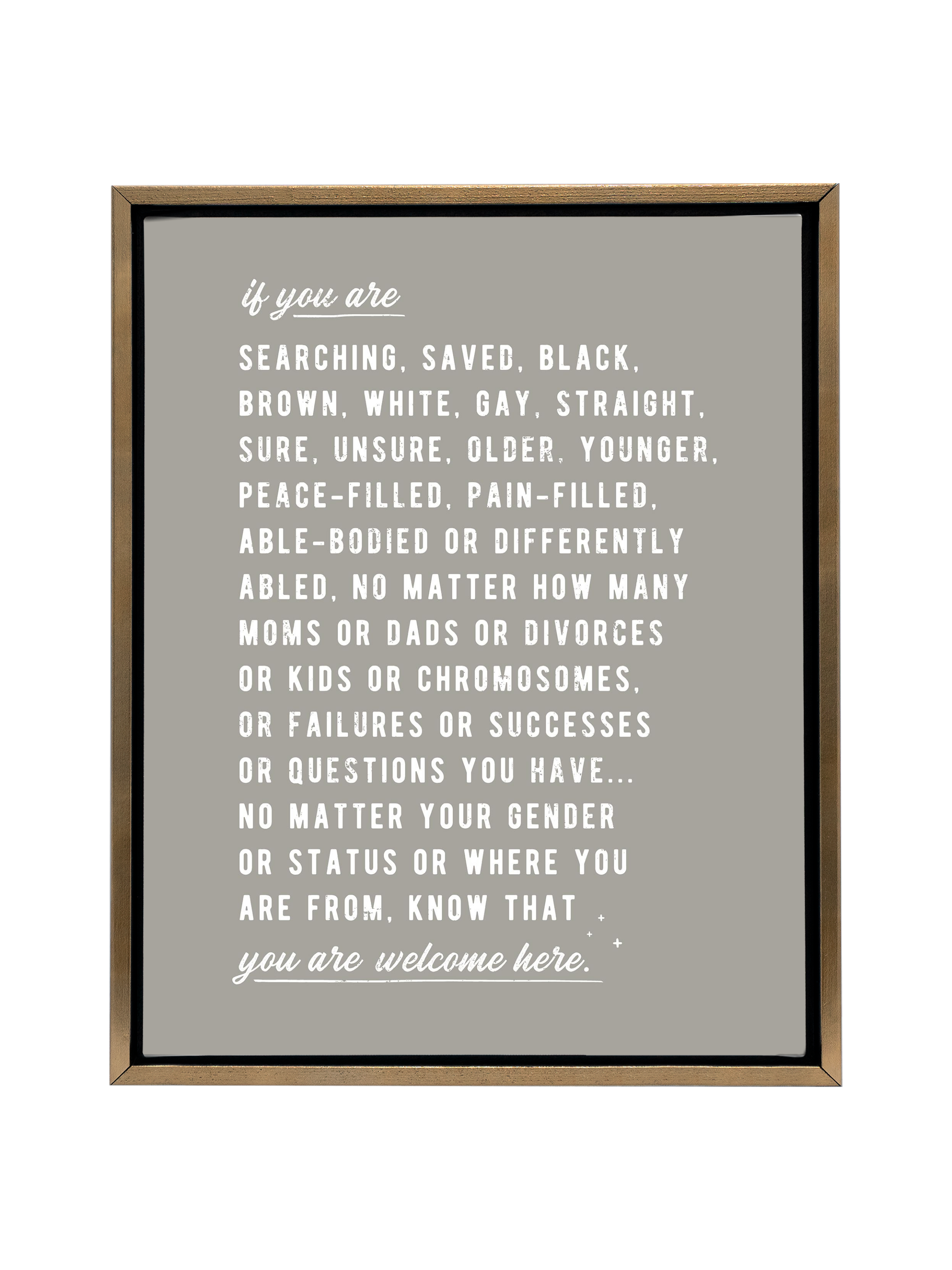 Welcome Here Manifesto in Type | Warm Grey | Canvas