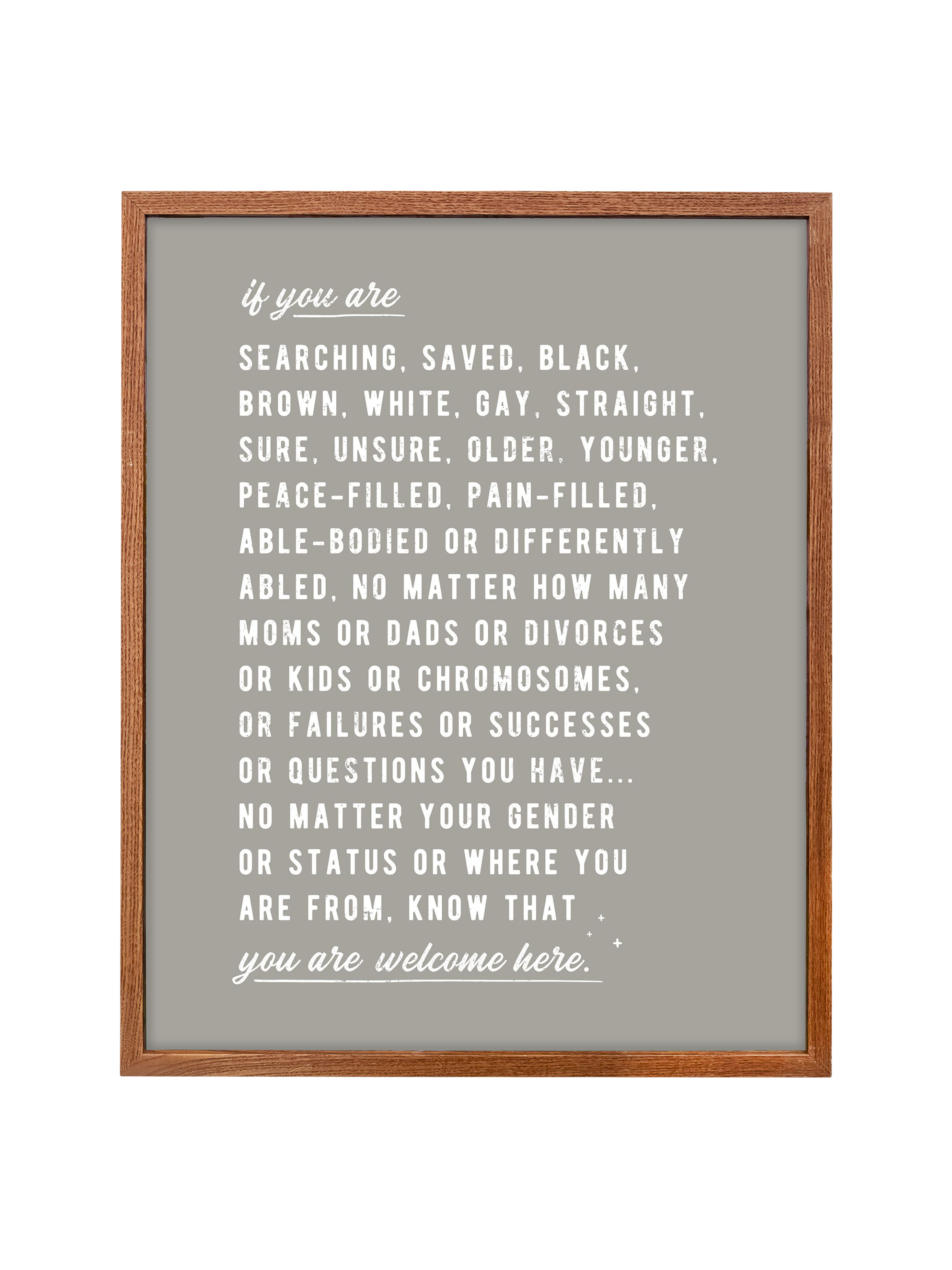 Welcome Here Manifesto in Type | Warm Grey | Canvas