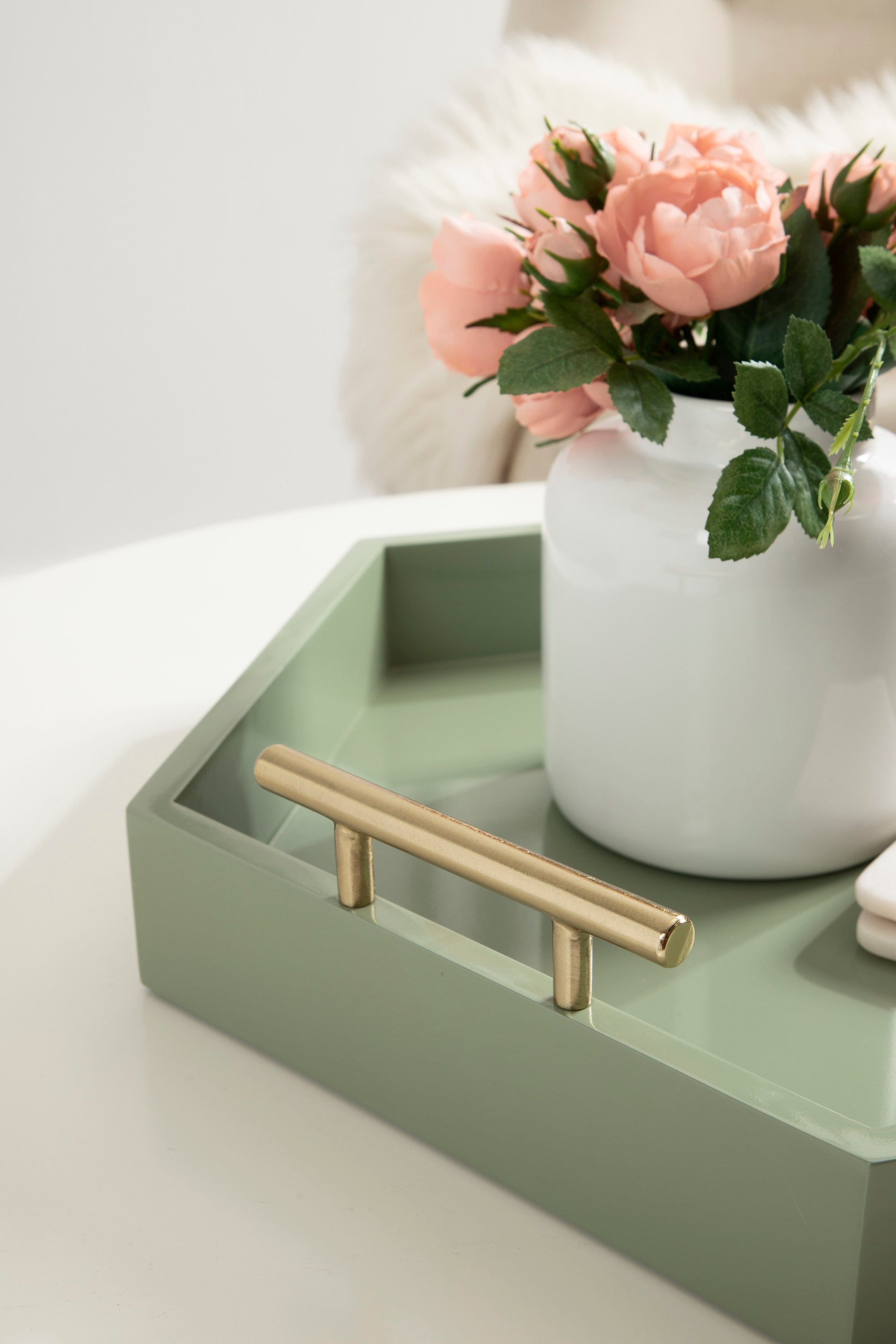 Lipton Hexagon Decorative Tray with Metal Handles