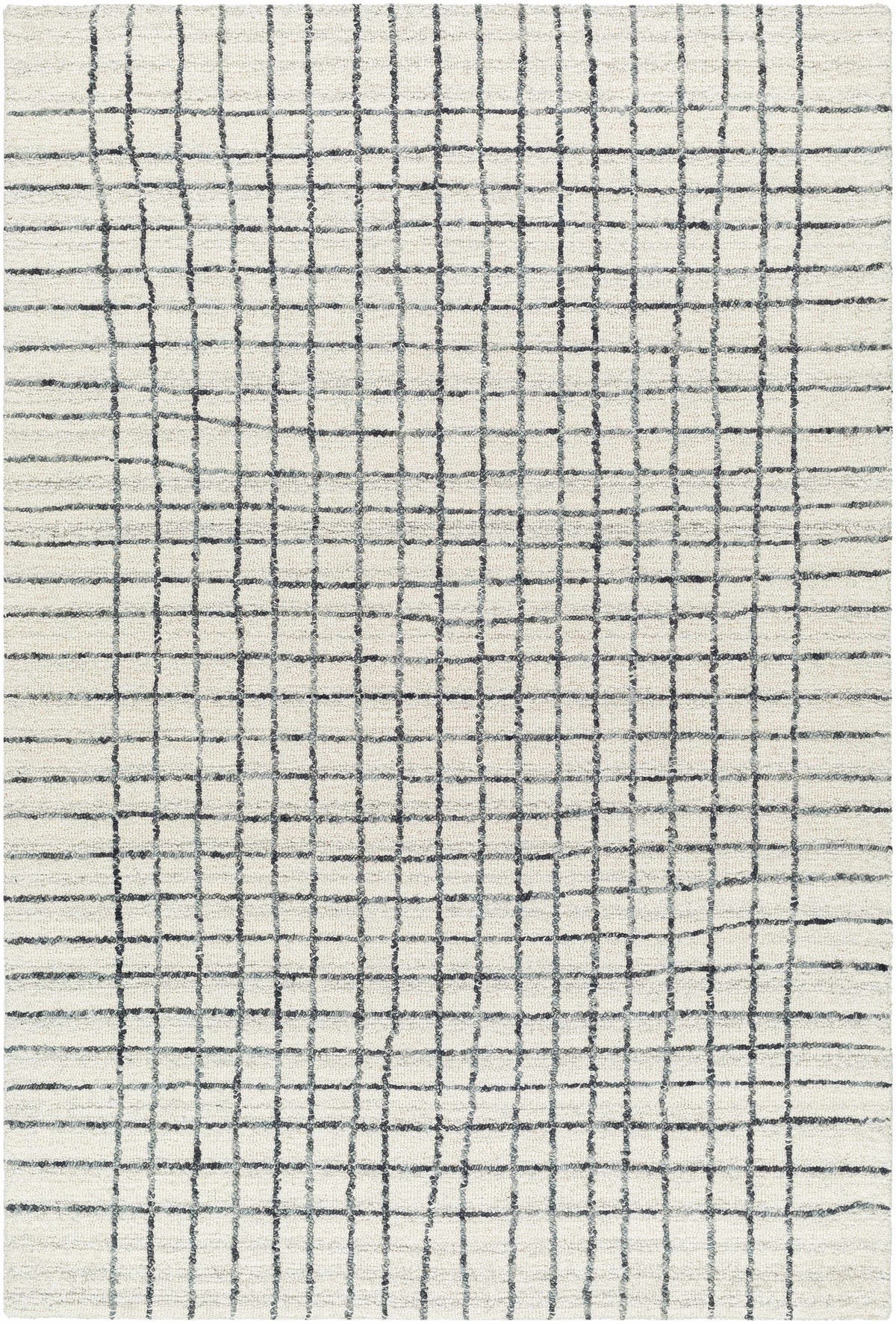 Yates White Grid Wool Area Rug - Clearance