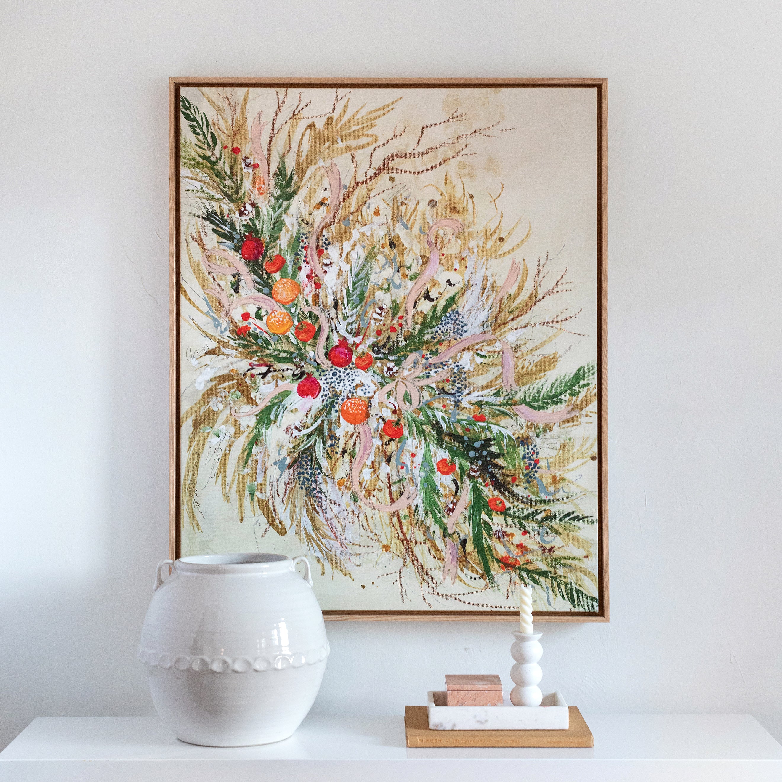 Wild Garland canvas framed in Gallery Natural, size 30 x 38