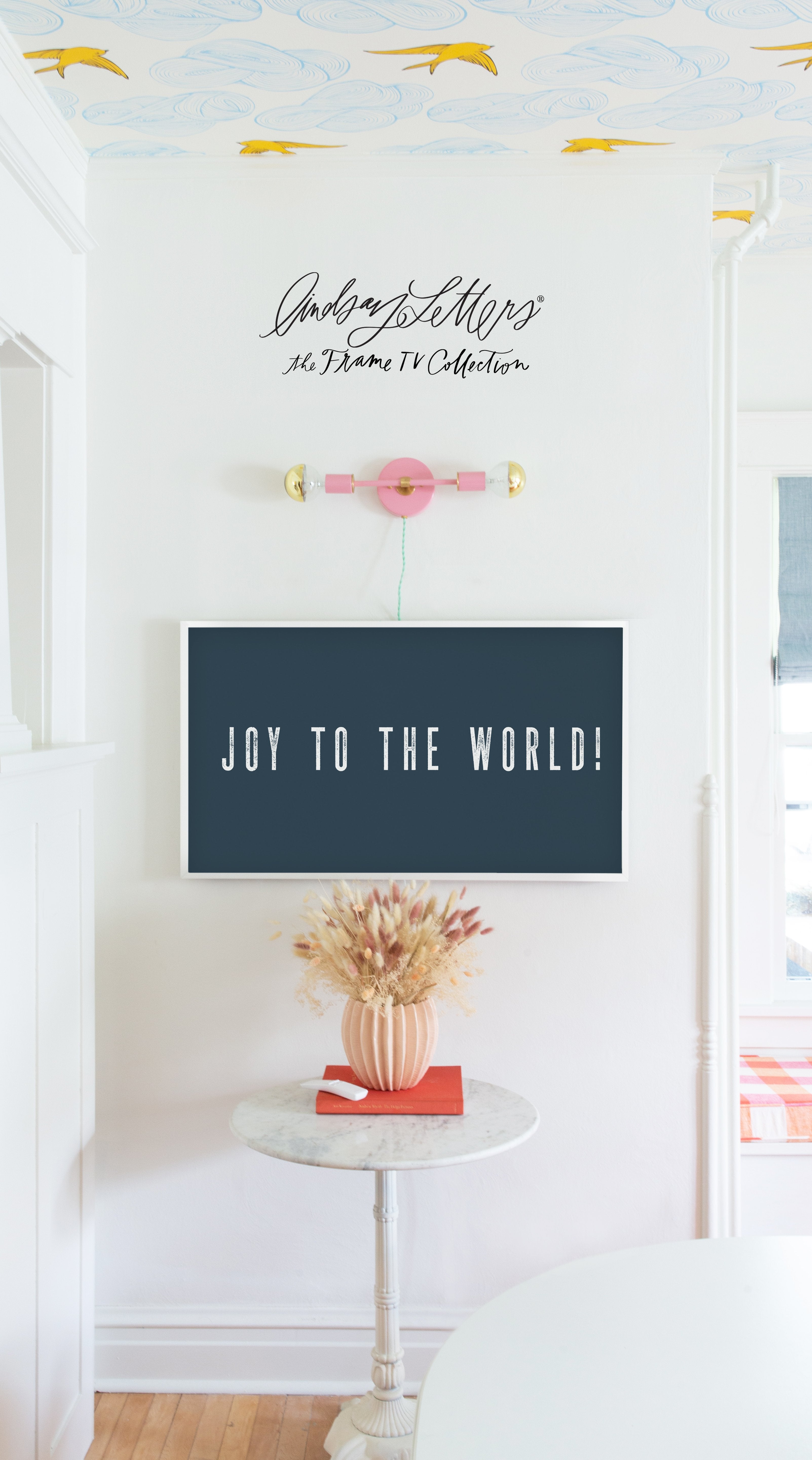 Joy To The World in Interior Navy | Lindsay Letters Frame TV Collection