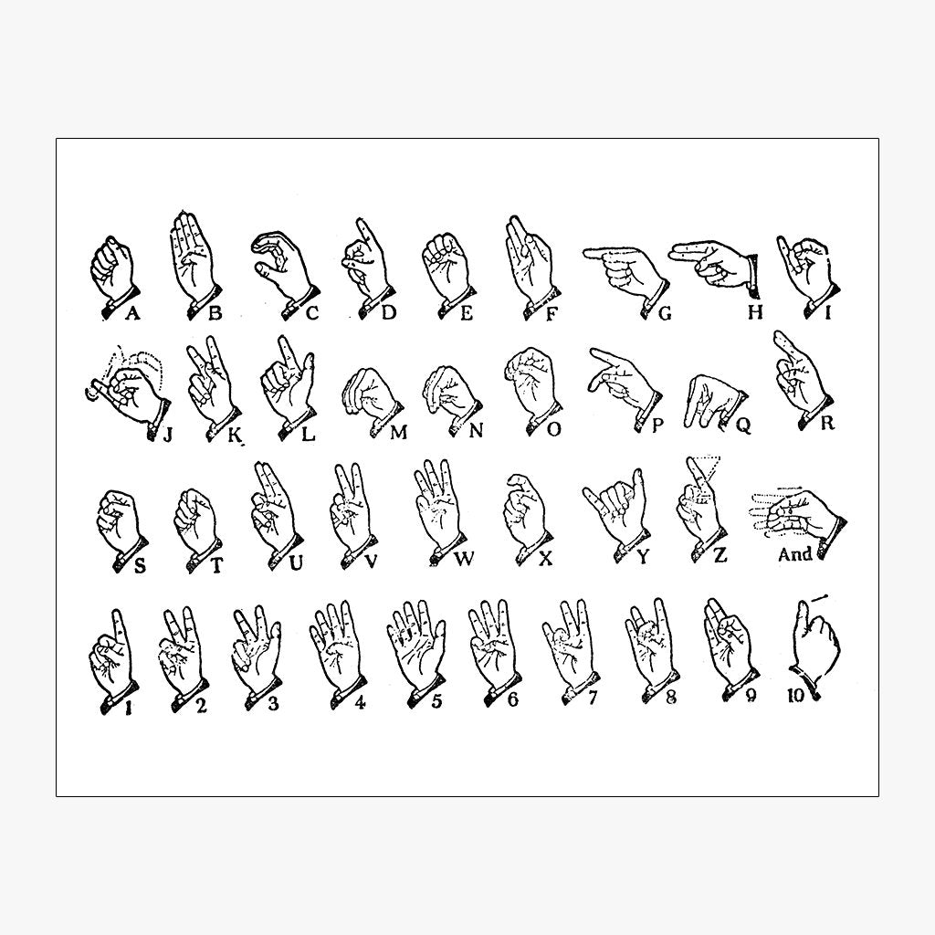 American Sign Language Alphabet Design in Black