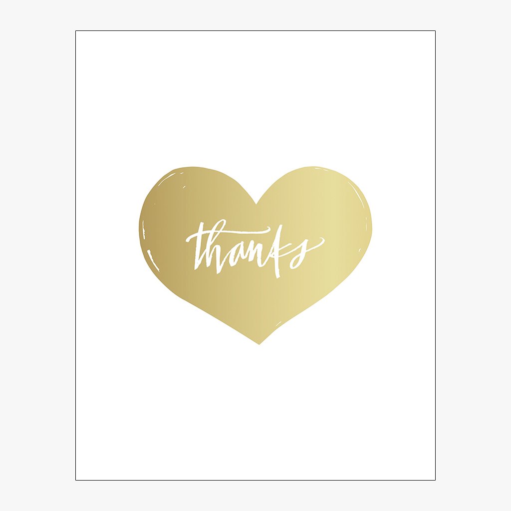 Thanks Heart Download Design in Faux Gold