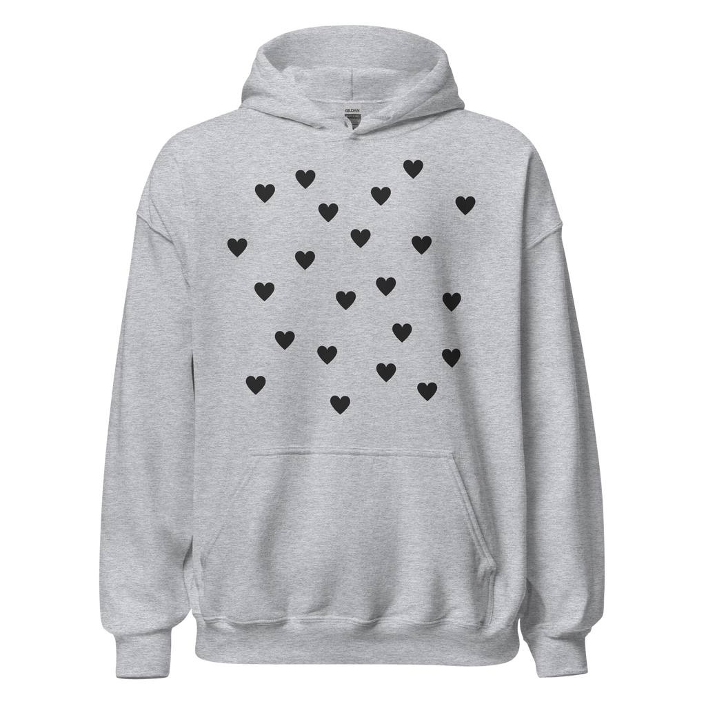 mini hearts (black ♥) (gildan hoodie)