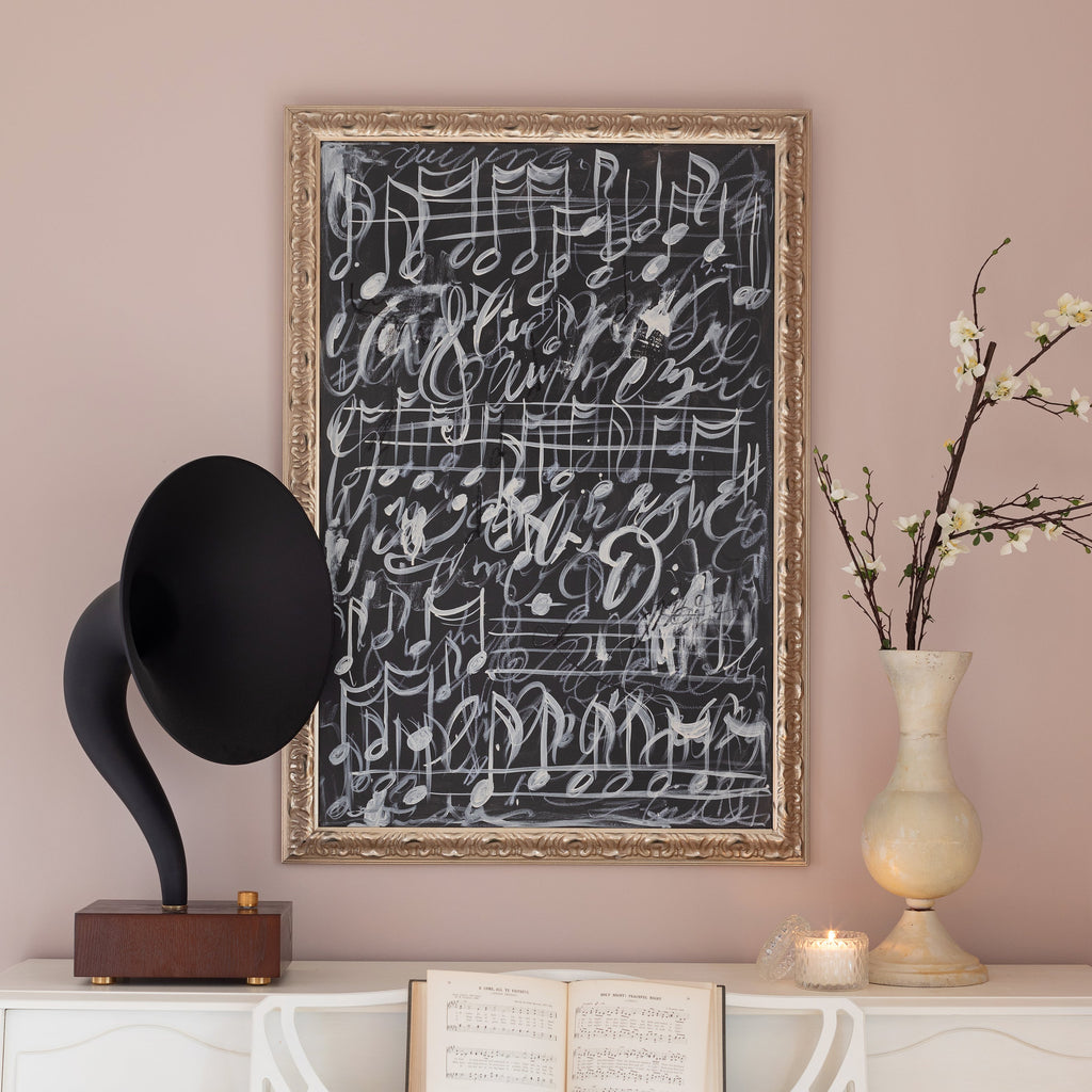 i dream in music canvas framed in antique gold, size 24 x 36