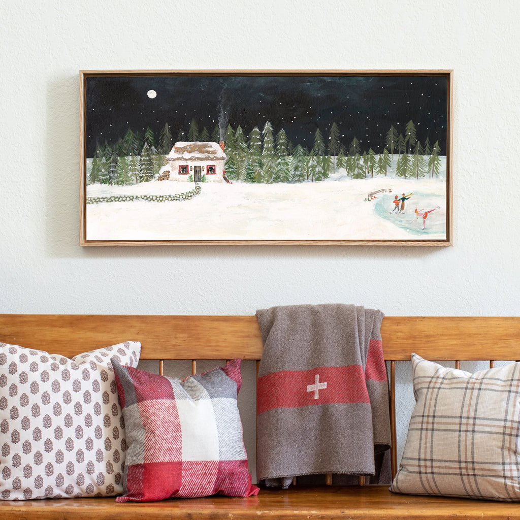 christmas cottage canvas