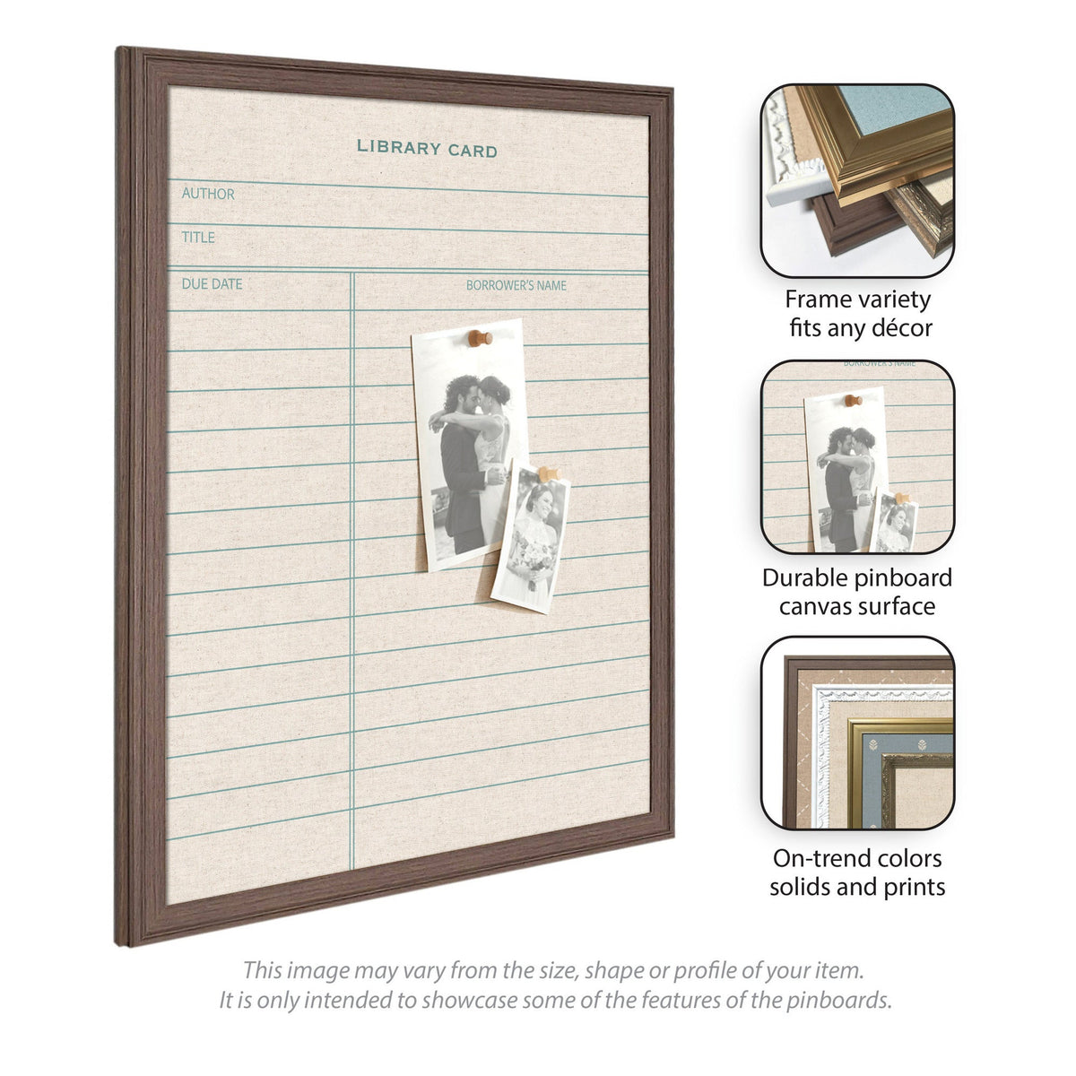 Framed Fabric Pinboard Linen Library Card