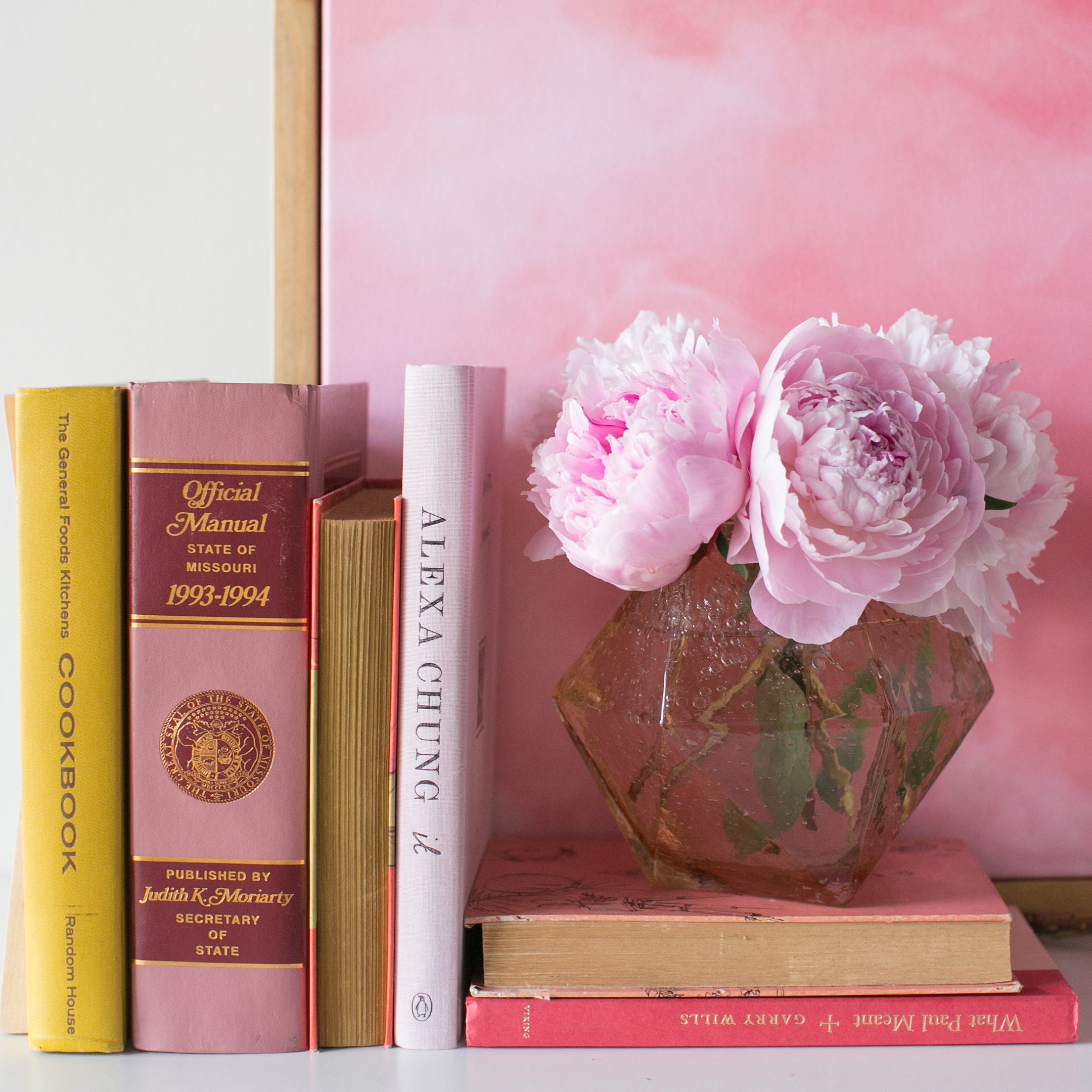 Details of Pink Cloud canvas framed in Gallery Natural, size 50 x 40