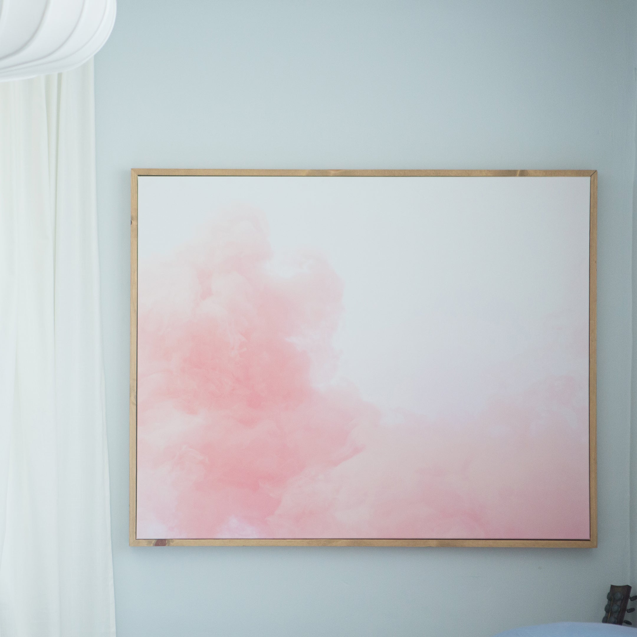 Pink Cloud canvas framed in Gallery Natural, size 50 x 40