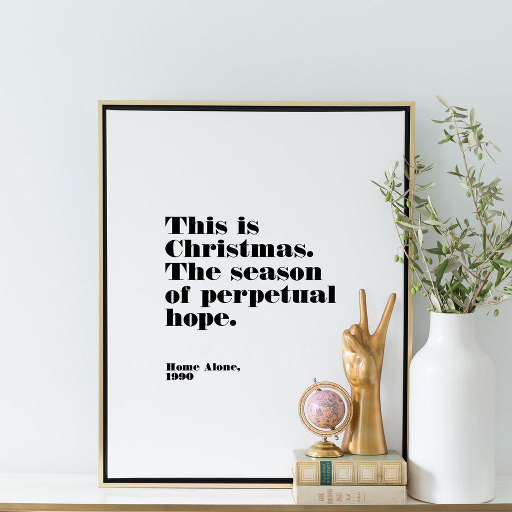 the season of perpetual hope canvas in white framed in gallery gold, size 24 x 30