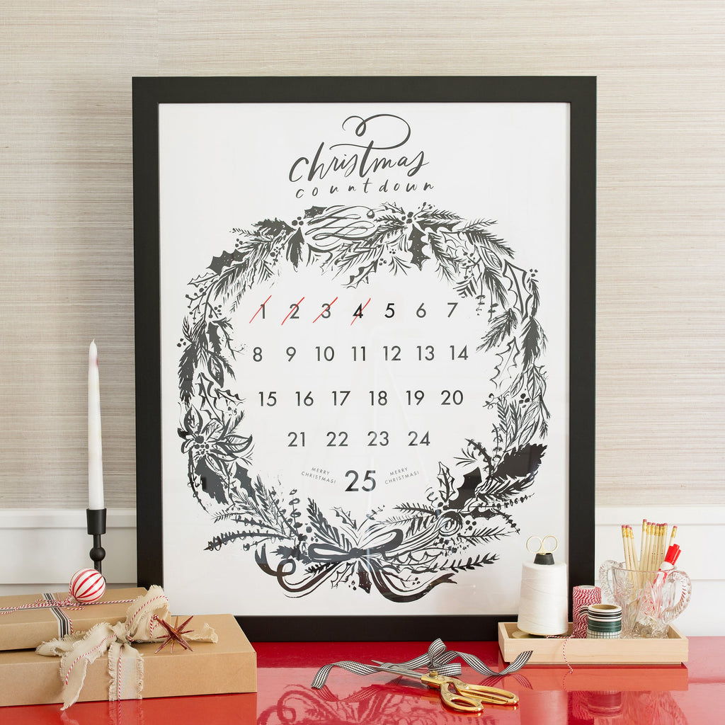 classic christmas calendar framed in classic black, size 24 x 30