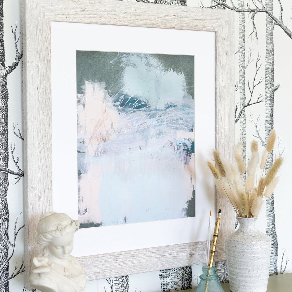 juniper framed print in coastal white, size 11 x 14