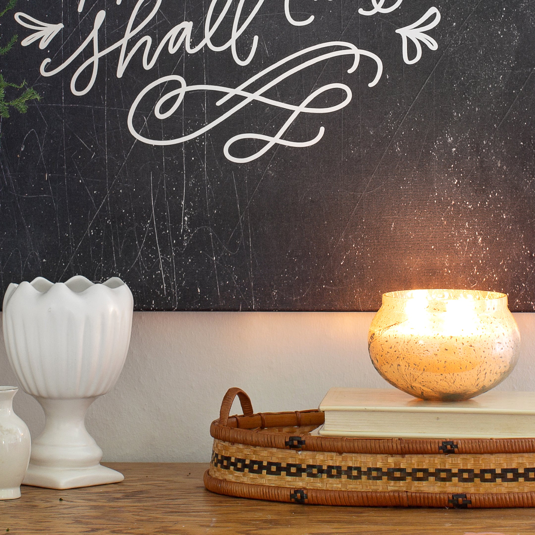 Details of All Oppression Shall Cease unframed canvas with vintage chalkboard background