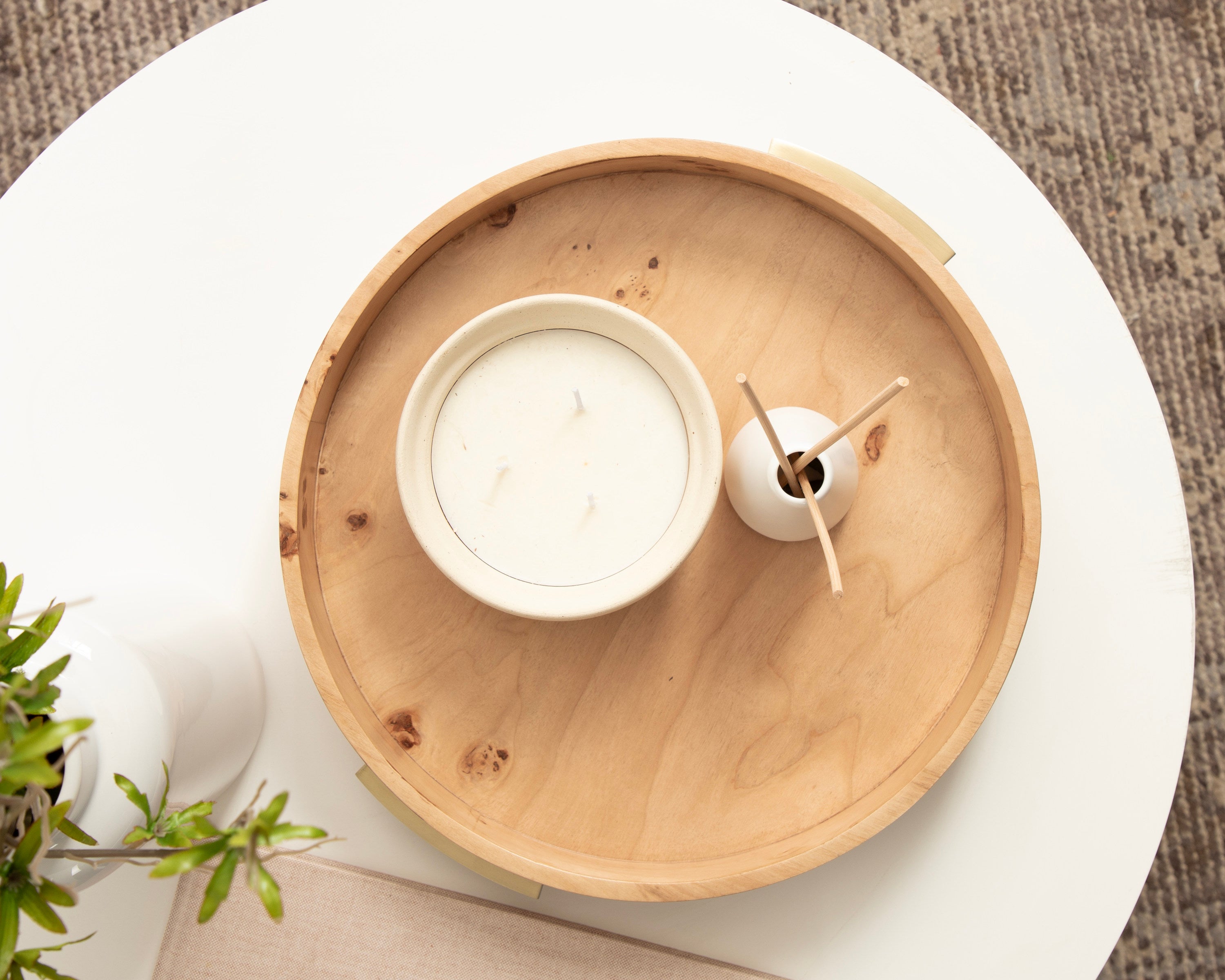 Burlock Round Tray with Handles