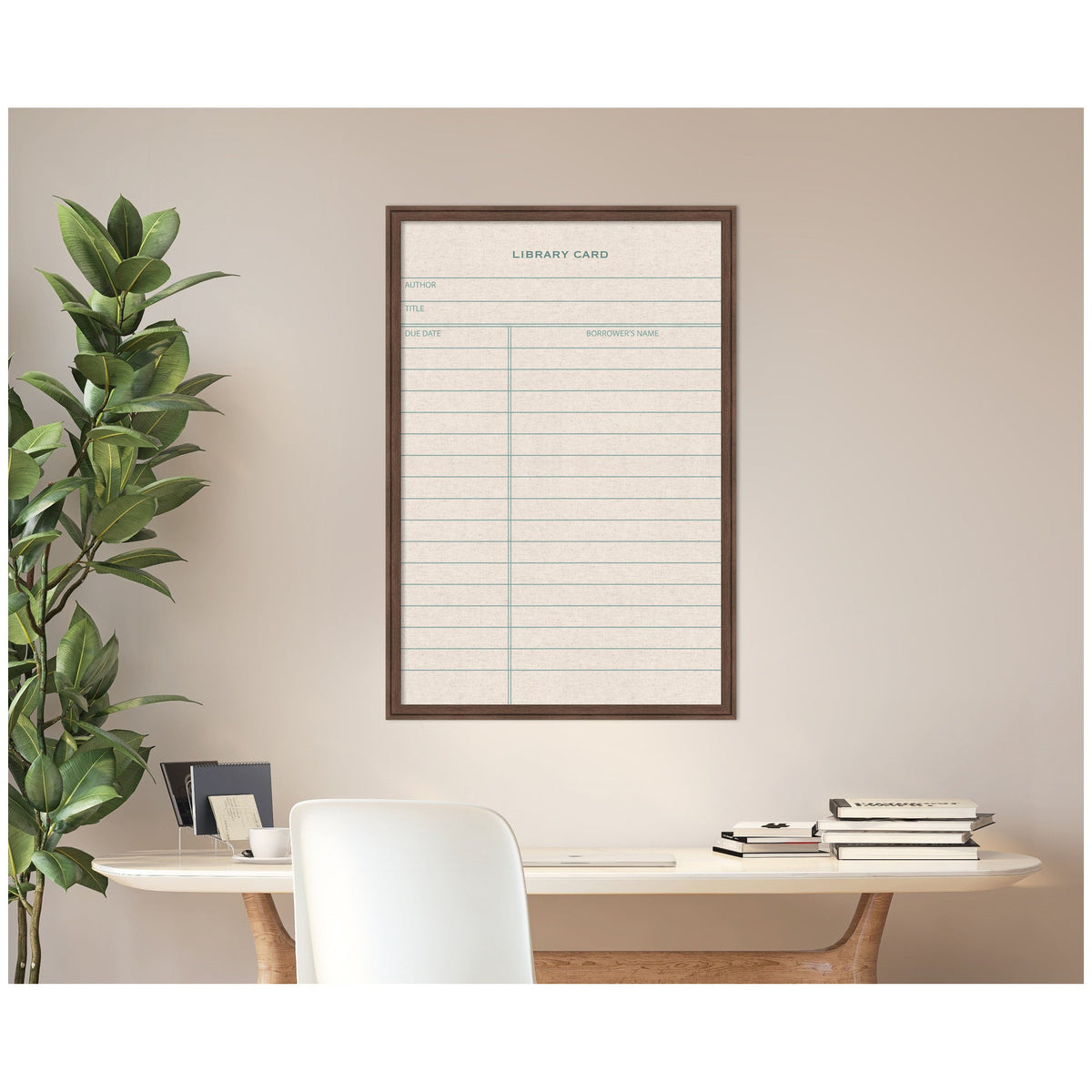 Framed Fabric Pinboard Linen Library Card