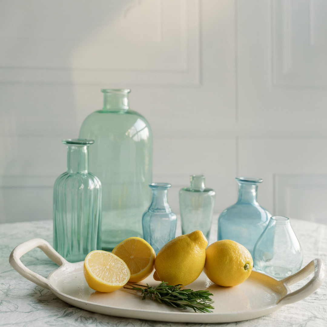 Assorted Blue and Green Glass Bud Vases