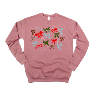 Multi Bows on Mauve (Bella Crewneck)