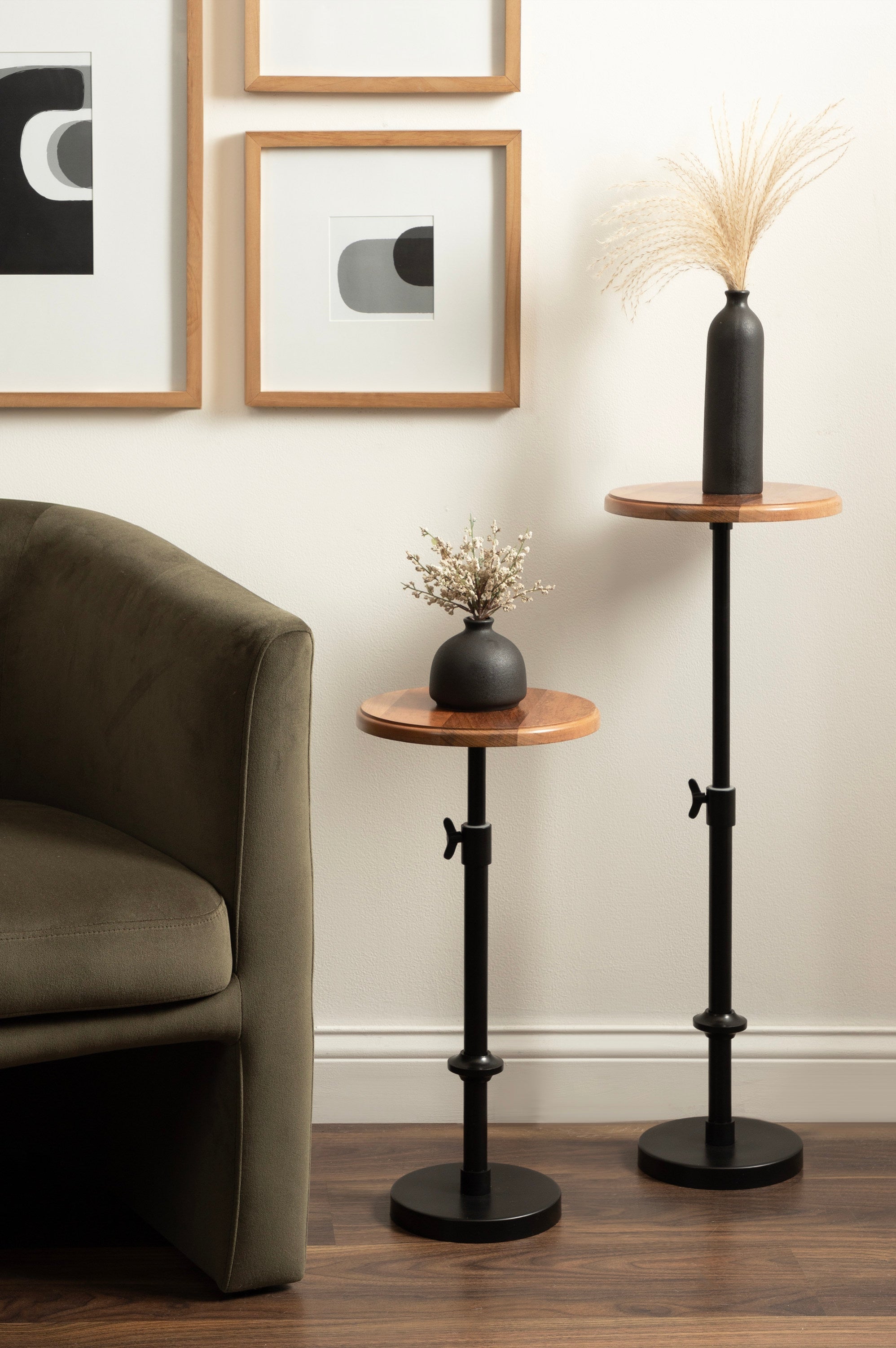 Engles Adjustable Wood Table and Plant Stand