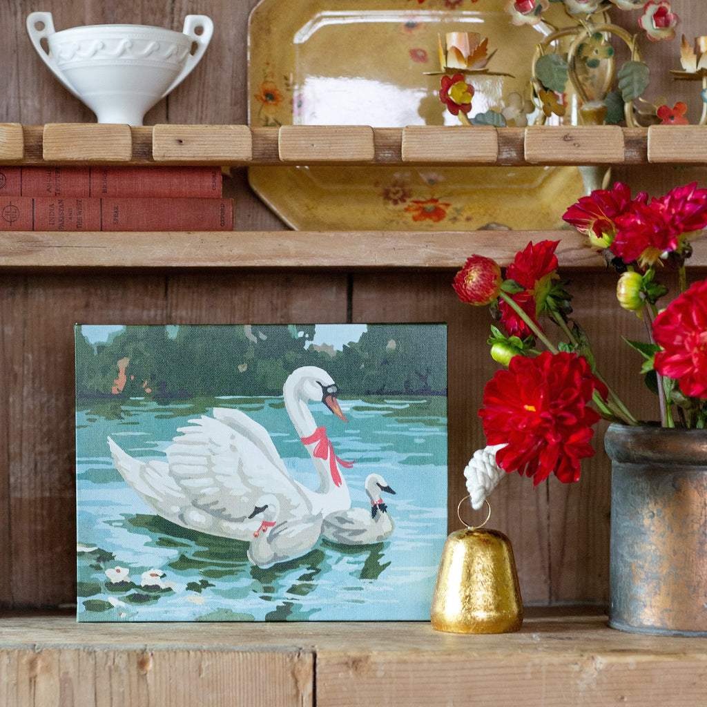 swans a swimming paint by number canvas