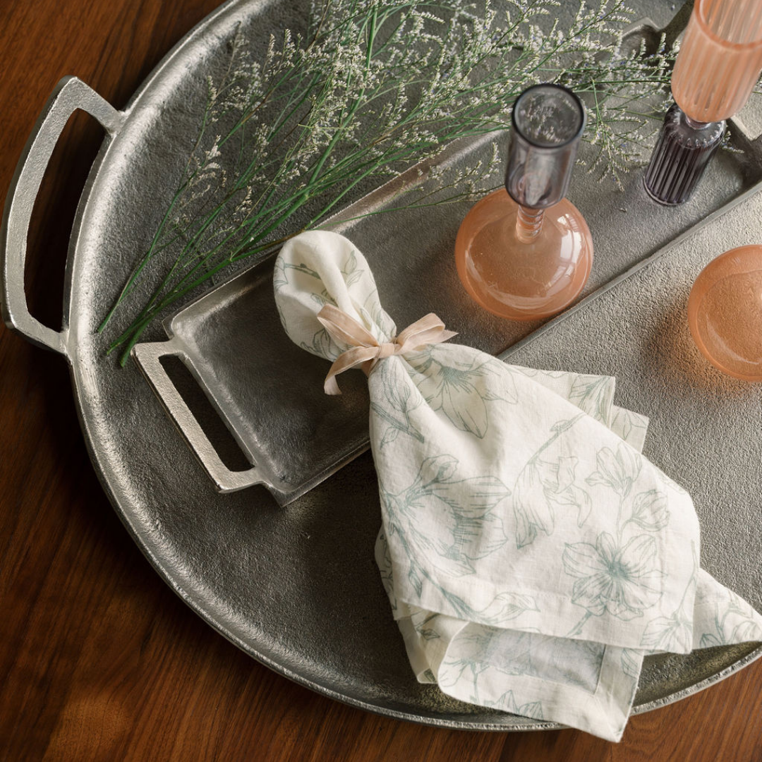 Grey and Green Lilies Napkins