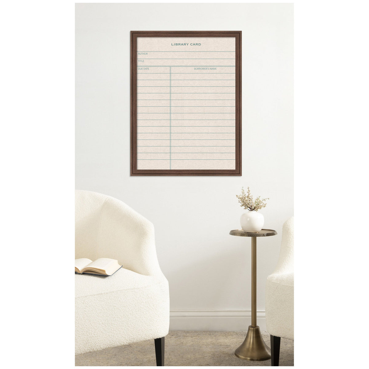 Framed Fabric Pinboard Linen Library Card
