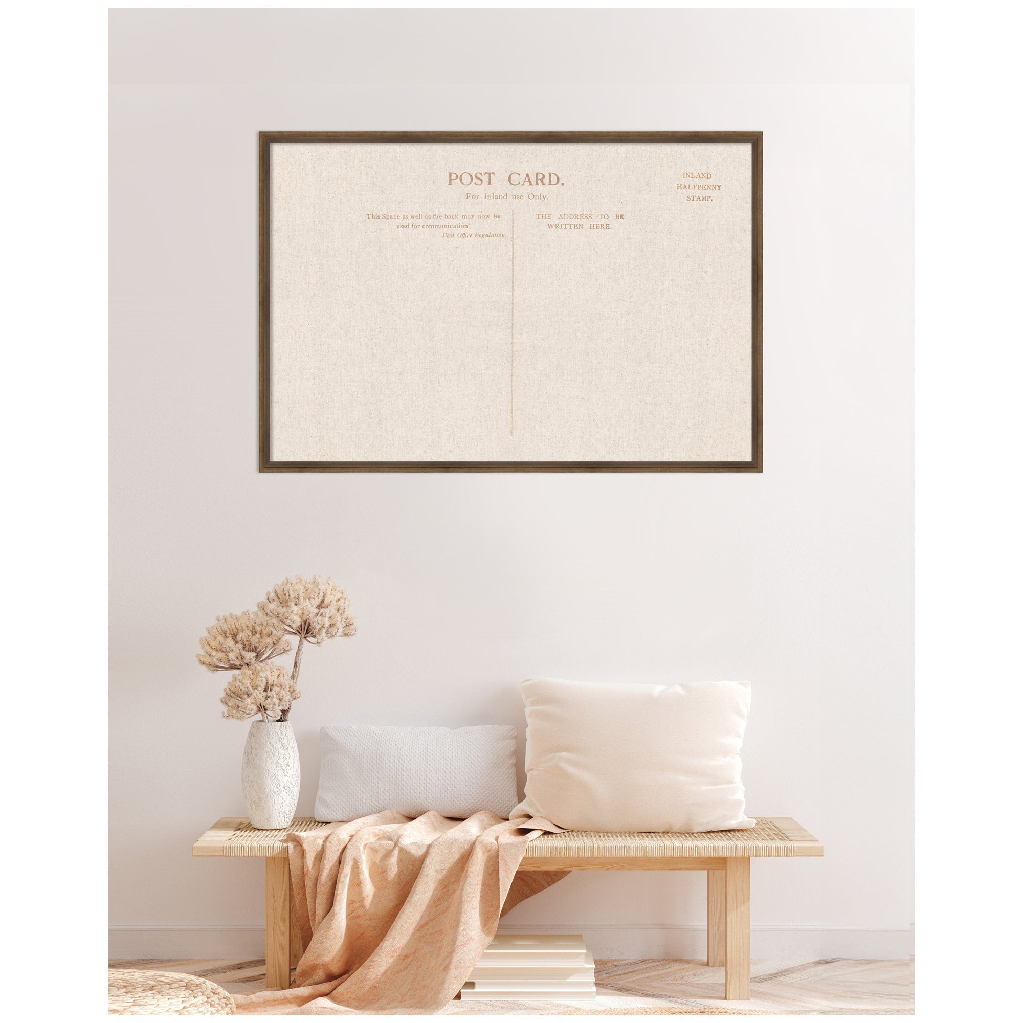 Framed Fabric Pinboard Linen Vintage Post Card Wall Organization