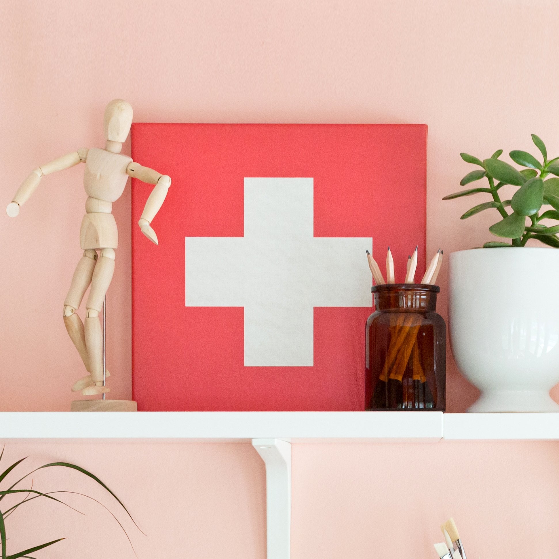 Swiss Cross Canvas Wall Art. Square
