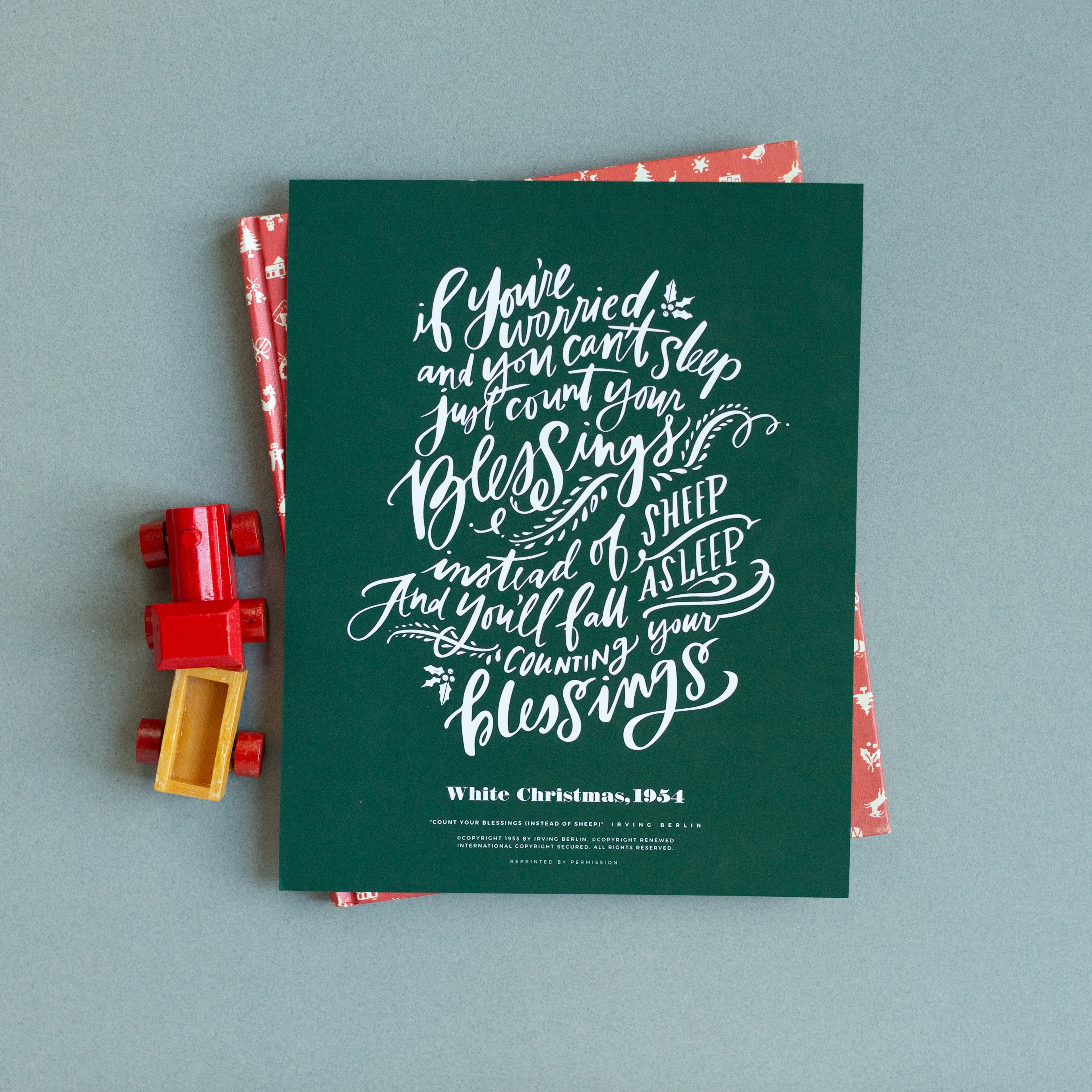 Count Your Blessings (White Christmas) | Holiday Red | Canvas