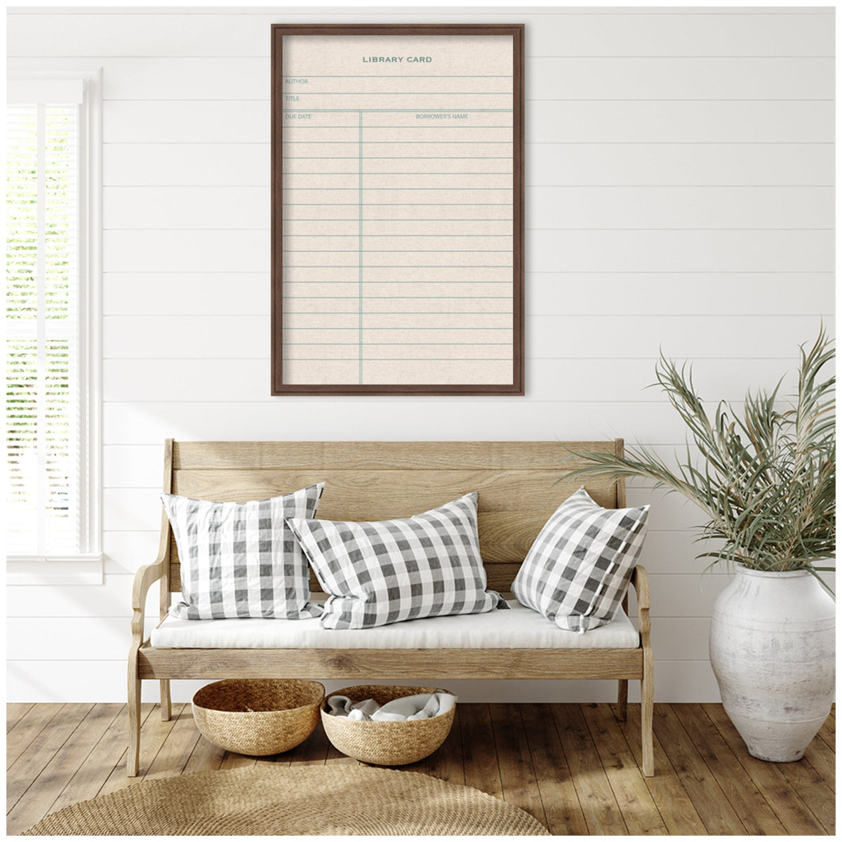 Framed Fabric Pinboard Linen Library Card