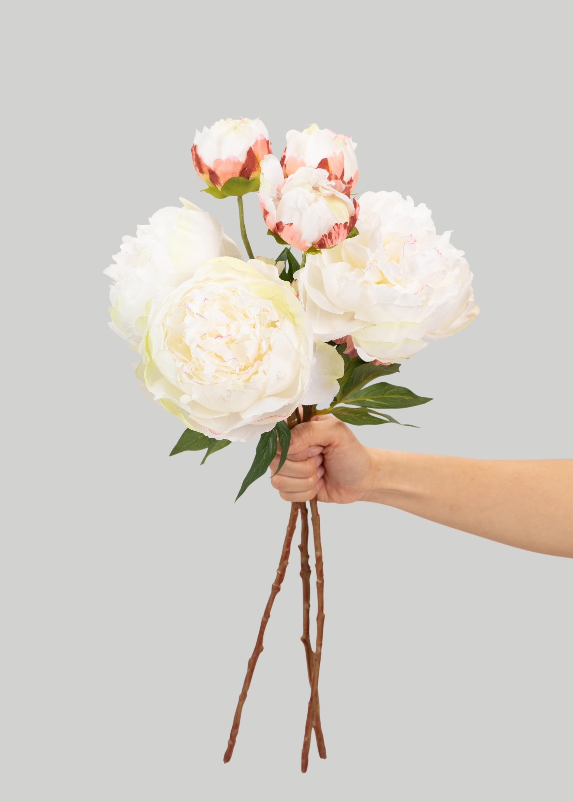 Cream Peony Faux Flower Bundle of Peonies - 21"